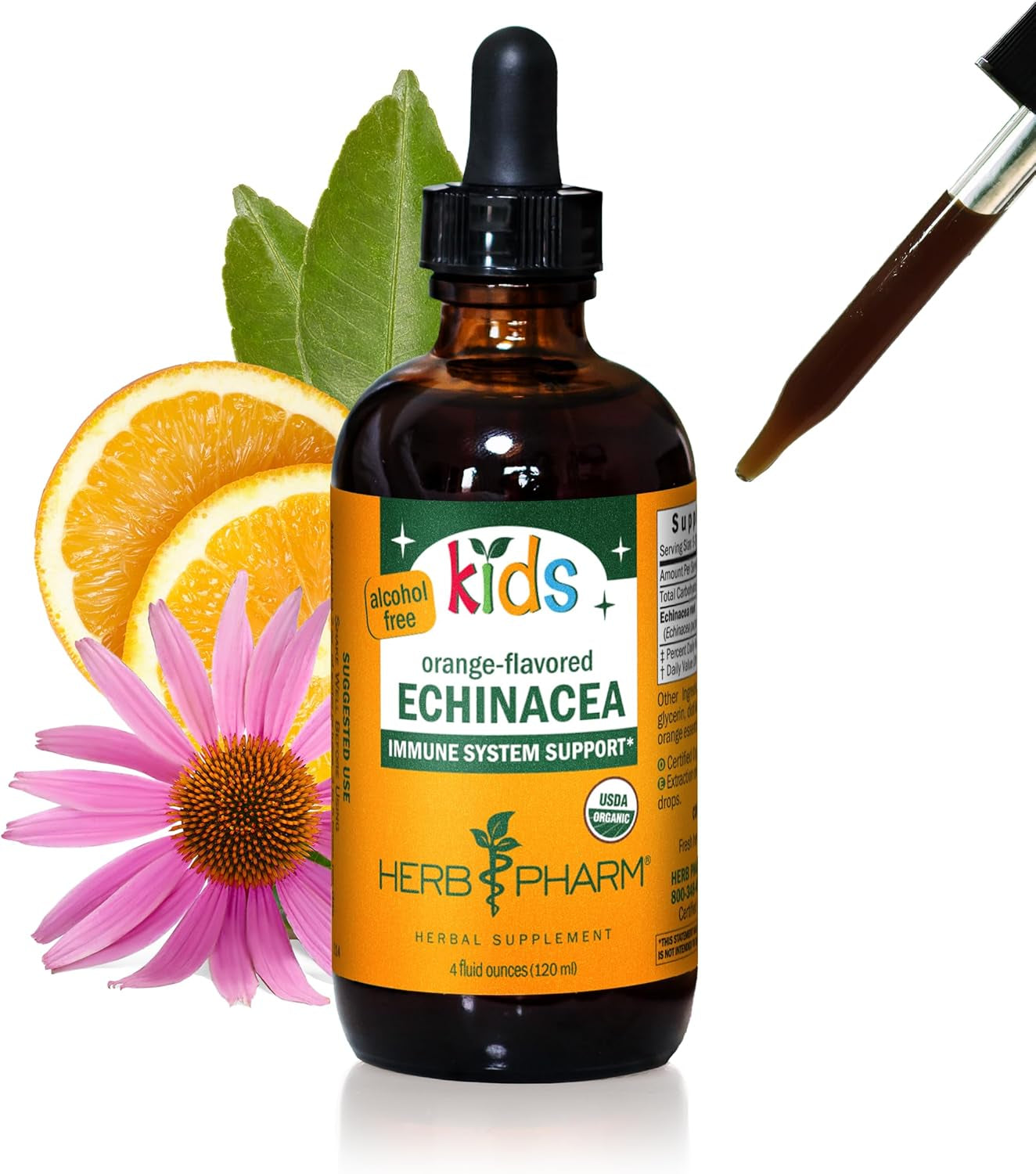 Kids Certified-Organic Alcohol-Free Echinacea Glycerite Liquid Extract, 1 Ounce TLBH