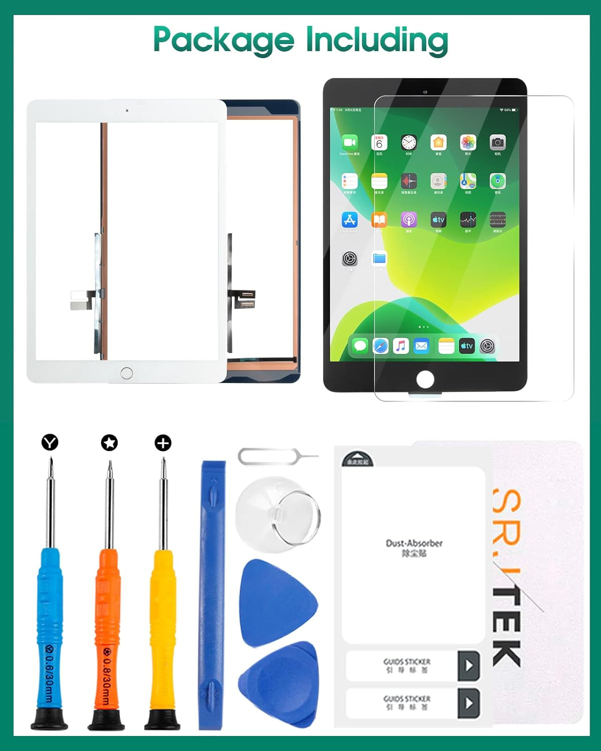 For Ipad 9Th Gen Generation Touch Screen for Ipad 9 A2602 Screen Replacement for Ipad 10.2 2021 Digitizer A2603 A2604 A2605 Glass Sensor Panel (With Home Button) (Black)