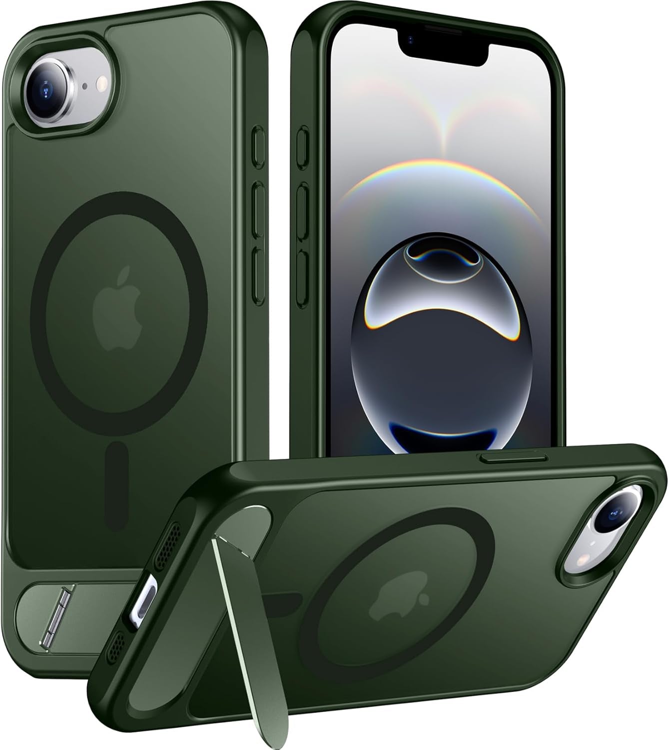 Magnetic Compatible with Iphone 16E Case, [Built-In Invisible Kickstand][Compatible with Magsafe][Military Grade Shockproof] Slim Translucent Matte Case for Iphone 16E 6.1" 2025 TRUCK DRIVER