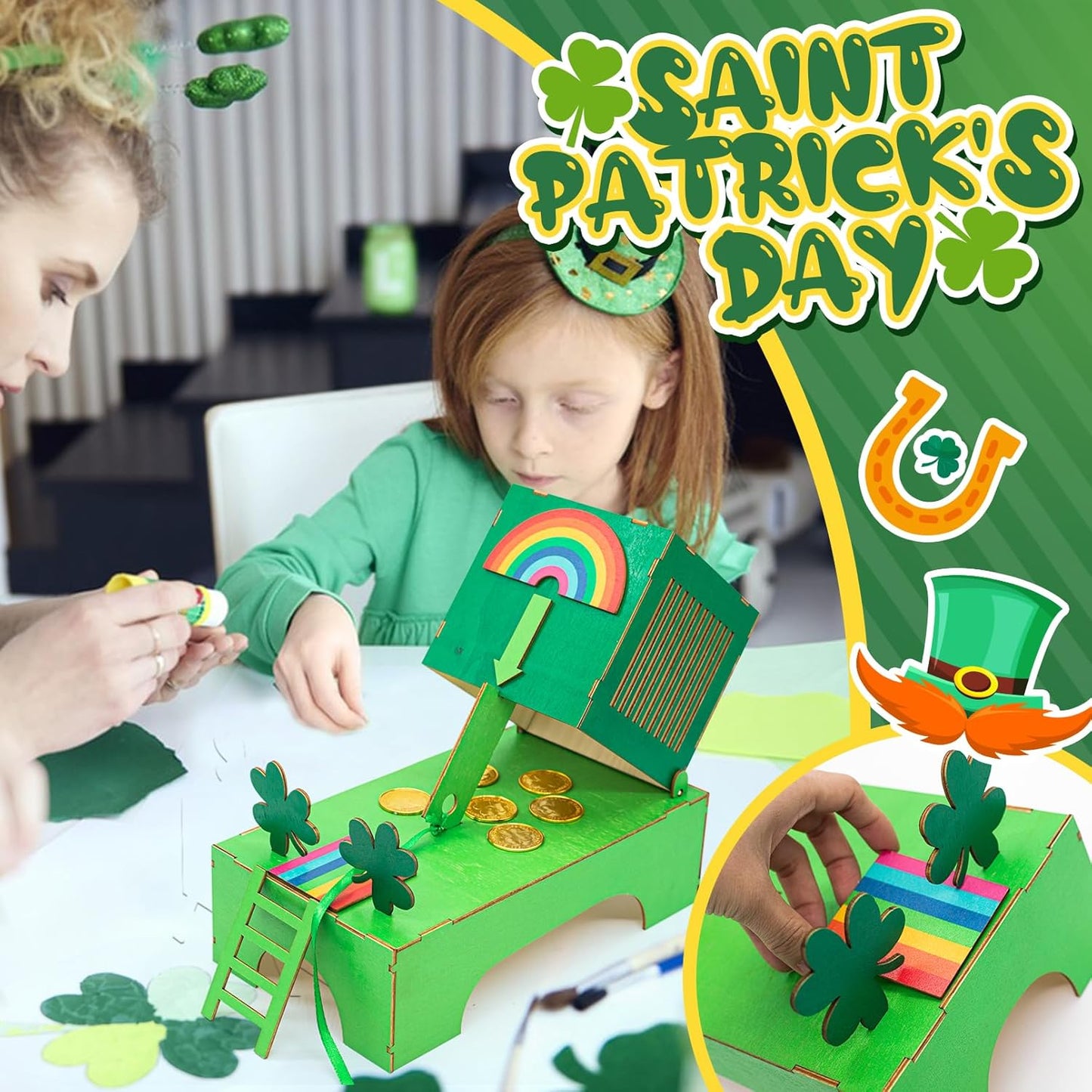 St. Patrick'S Day Decorations Leprechaun Trap Kit -St Patrick'S Day DIY Toys -Leprechaun Trap Decorations
