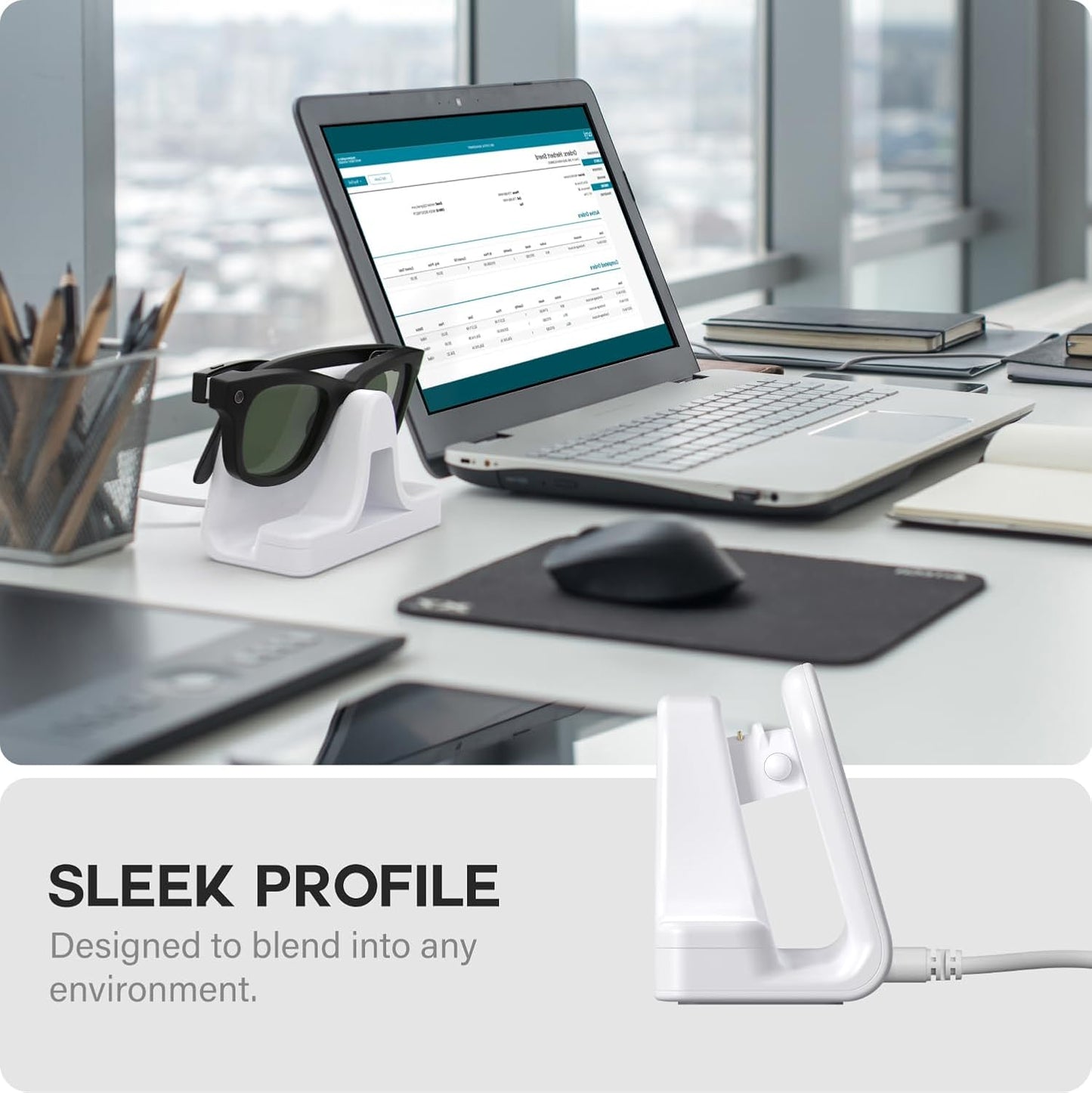 Charging Stand & Cable Compatible with Ray-Ban Meta Smart Glasses
