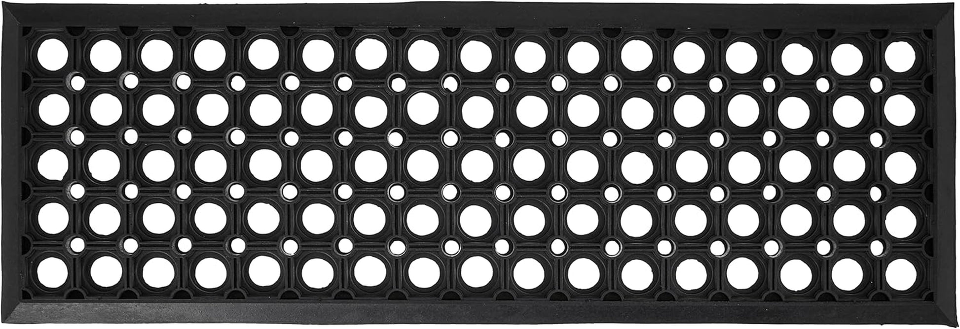 Indoor/Outdoor Hose-Wash Holes Design Non-Slip Rubber 10" X 30" Modern Stair Treads for Stairs, Garage, Patio, 5 Pack, Black Holes
