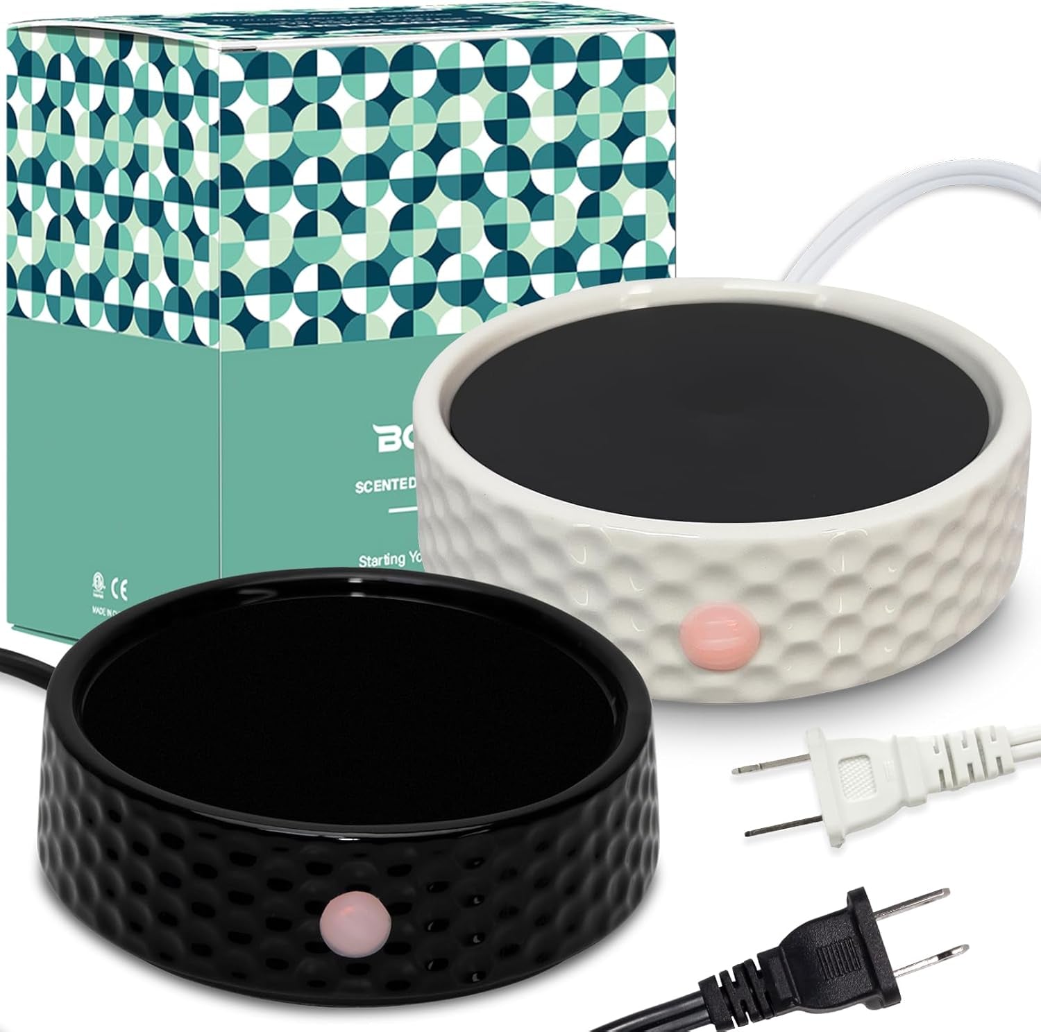 Electric Large Candle Warmer Plate - Ceramic Candle Wax Warmers for Jar Candles, Coffee Mug Warmer, Cup Warmers for Home Office, Aromatherapy Fragrance and Heating Beverage, Milk, Tea, Hot Chocolate