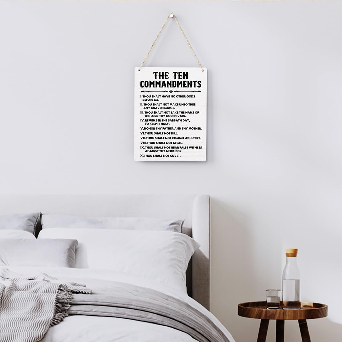 Inspirational Signs Gift 10 Commandments Wall Art Christian Bible Verse Wall Art Religious Home Wall Decor 8X10 Inches Scripture Wooden Hanging Sign for Living Room Bedroom Office