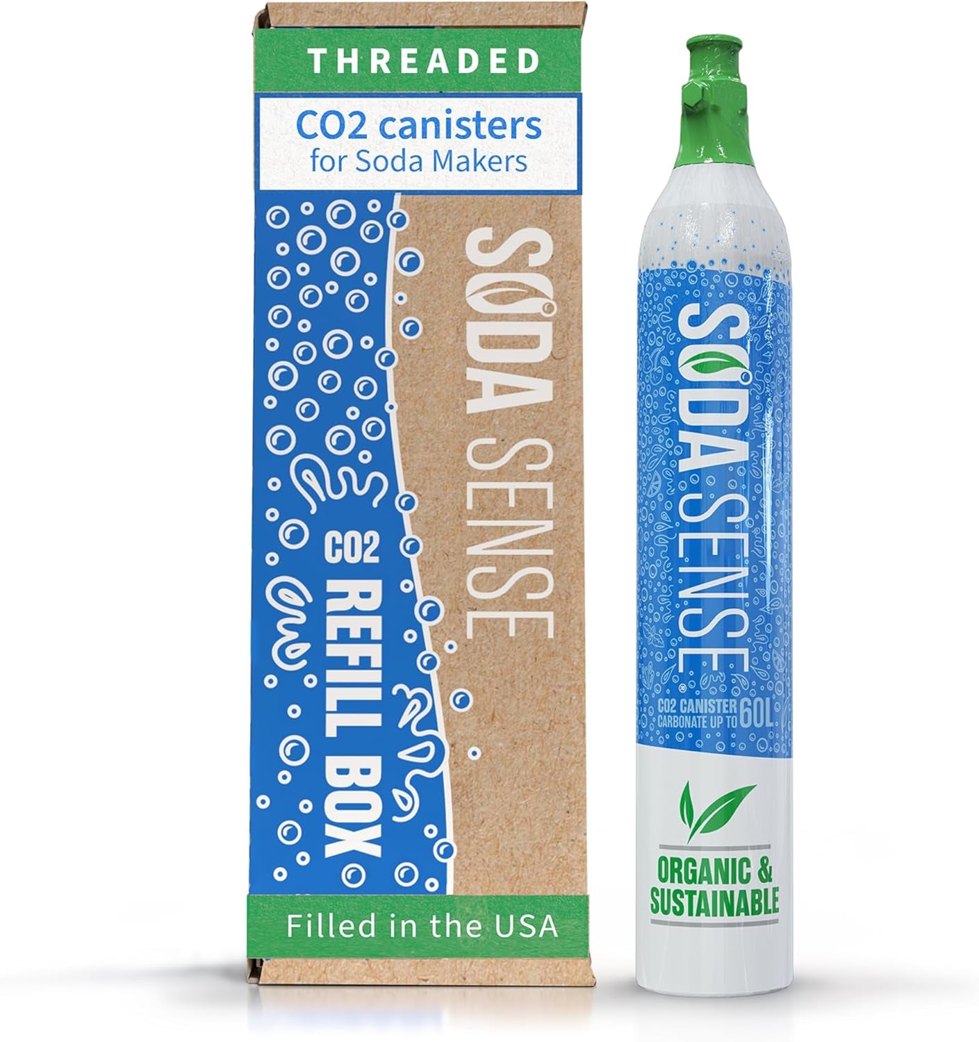 60L Threaded CO2 2 Pack Canister Refill, Compatible W/All Threaded 'Screw-In' Soda Makers Including Sodastream [Excludes ART, TERRA & DUO]