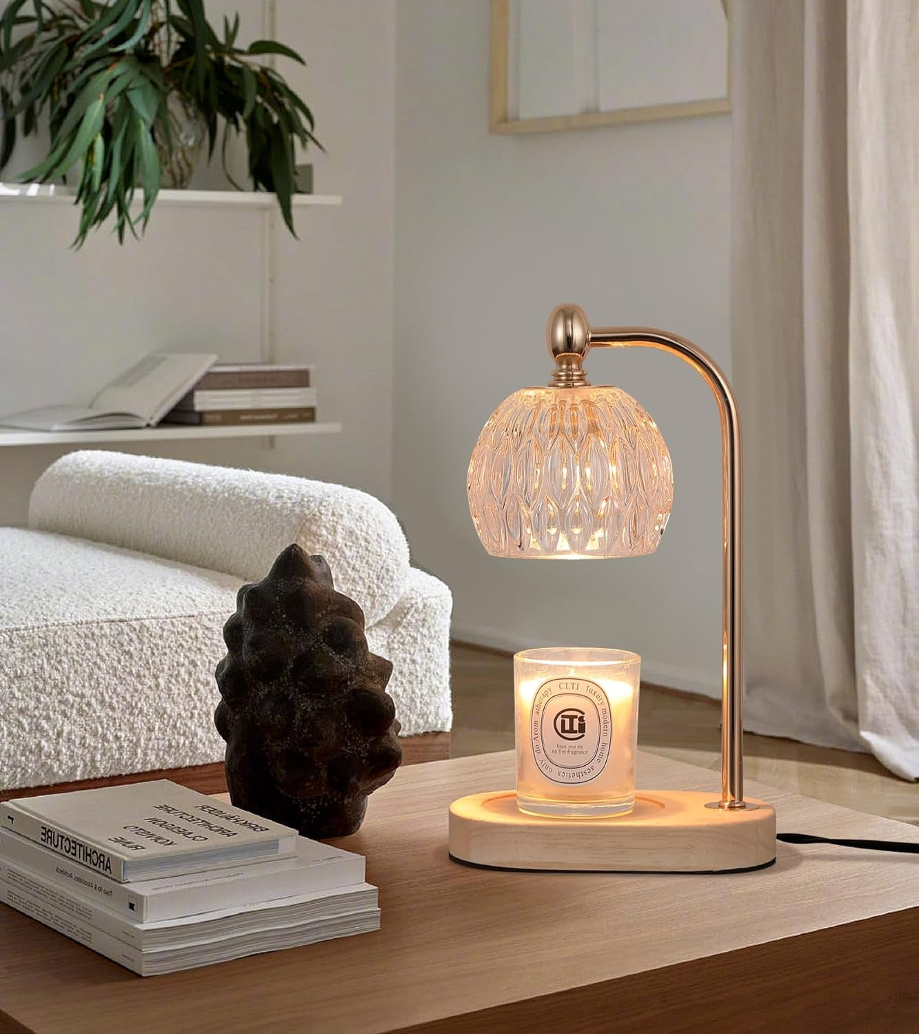 Candle Warming Light,Fragrance Electric Melt Wax Warmer Candle Lamp Timer and Dimmer House Warming Bedroom Decor with 2 Bulbs for Women Gifts Candle Jars Living Room