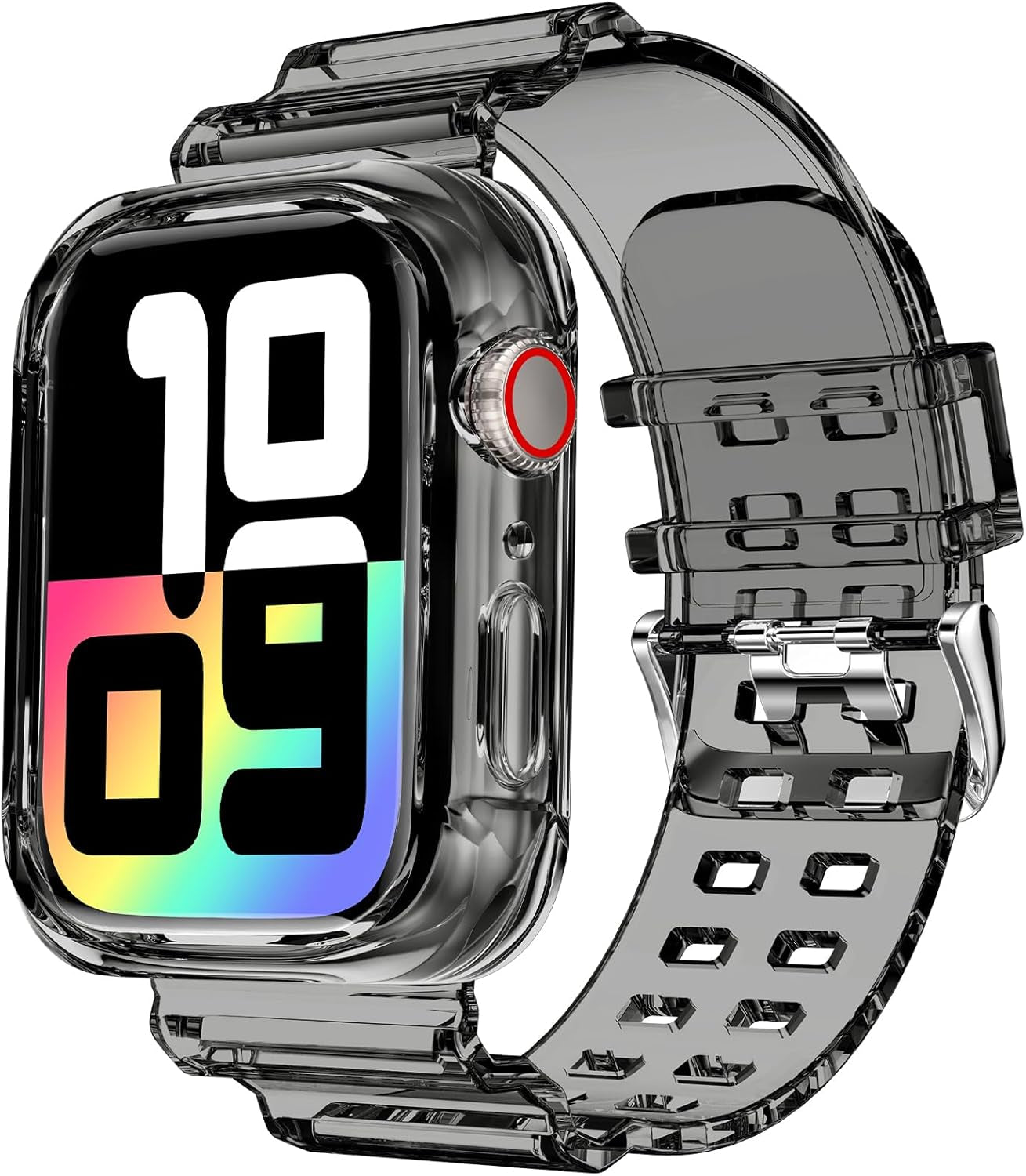 Compatible for Clear Apple Watch Band with Bumper Case, Women Men Glitter Bling TPU Sport Strap for Iwatch SE Ultra Series 10 9 8 7 6 5 4 3 2 1
