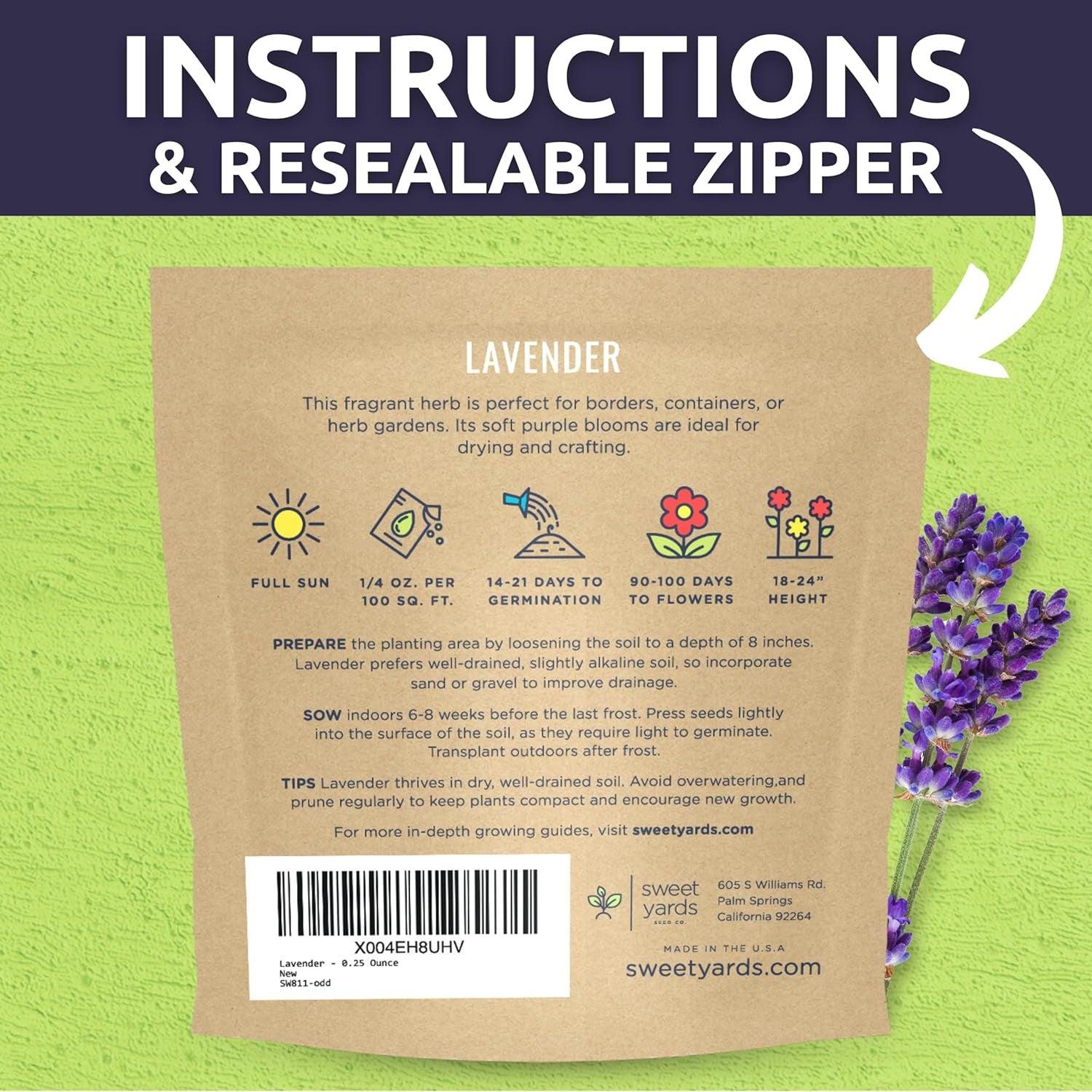 Lavender - Large 1/4 Ounce Packet - 7,000 Flower Seeds for Planting - Lavandula Angustifolia TLBH