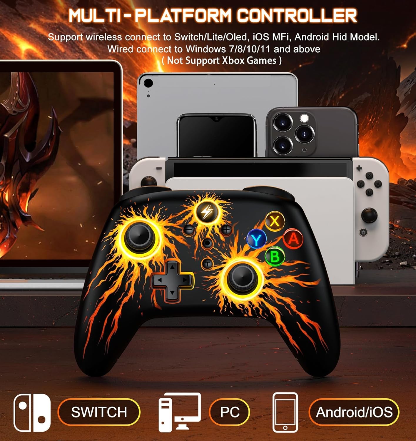 Wireless Switch Controller for Nintendo Switch Controller/Lite/Oled, LED Wired PC Game Joysticks-Wireless Ios/Android Remote, Nintendo Game Accessories Gamepads & Standard Controllers
