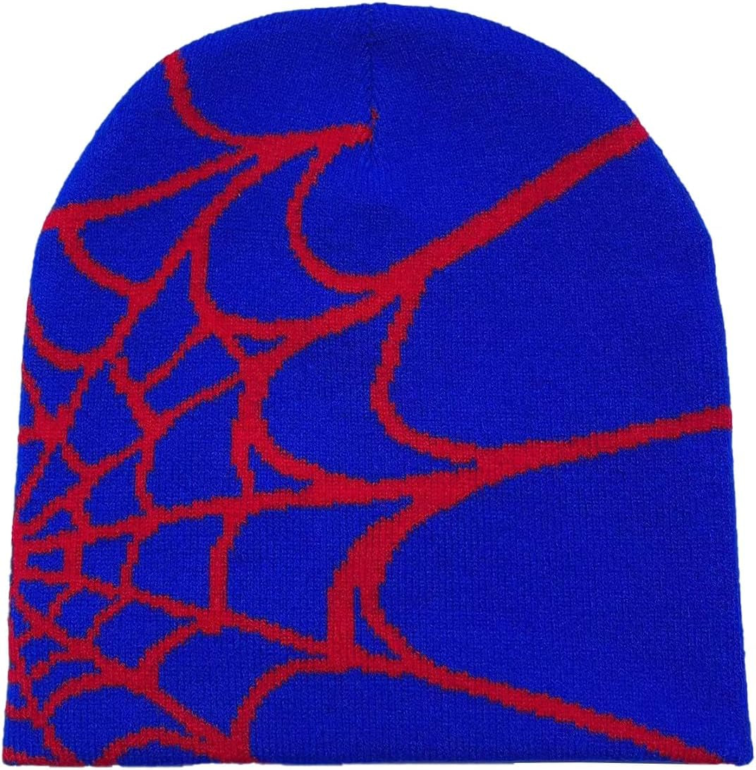 Y2K Gothic Spider Pattern Wool Acrylic Knitted Hat Women Beanie Winter Warm Beanies Men Casual Skullies Outdoor