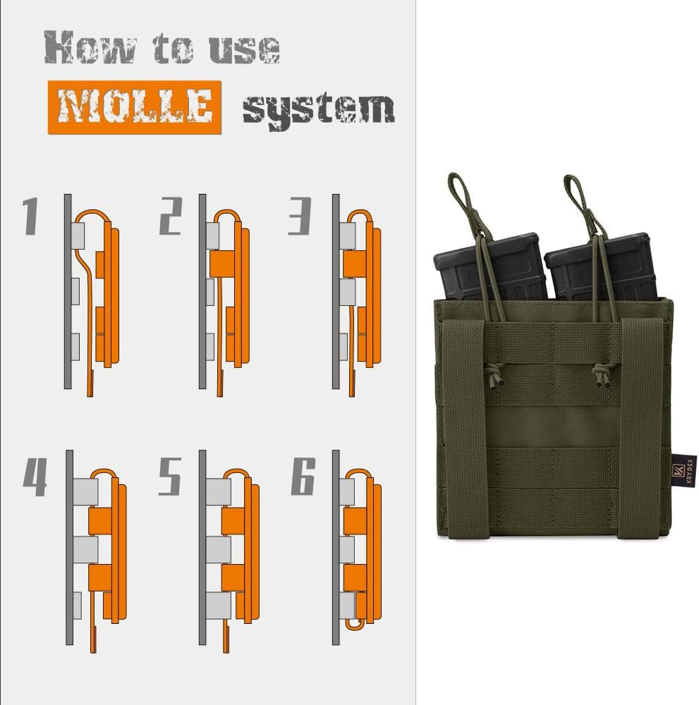 Triple/Double/Single Open-Top Mag Pouch for 5.56 .223 Magazine with 1911 HK45 Glock 9Mm Pistol Mag Pouch