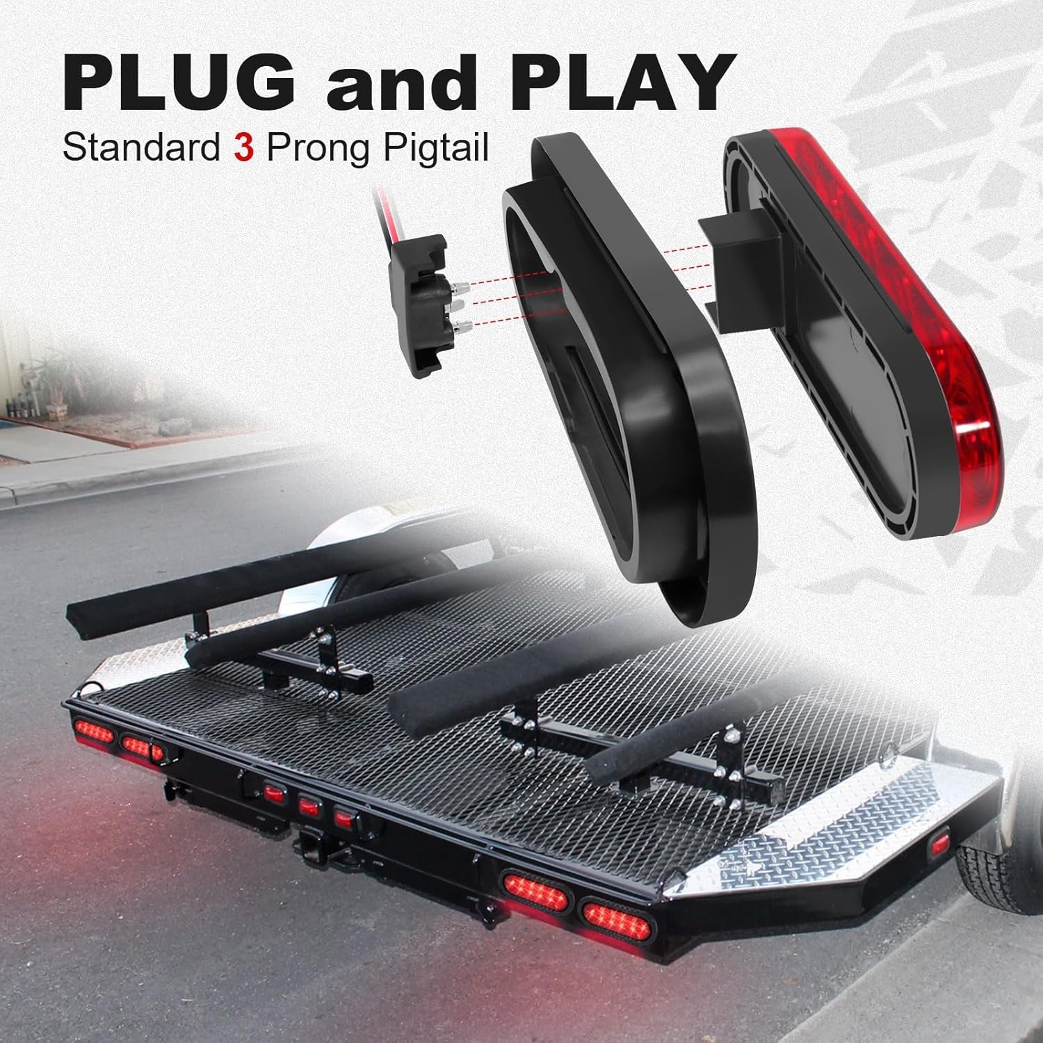 6 Inch Oval LED Trailer Lights, Red Trailer Light Kit with Rubber Grommet, 12V Waterproof Tail Light for Utility Truck Flatbed Tractor RV Boat Running Brake Stop Turn Signal, DOT Compliant TRUCK DRIVER