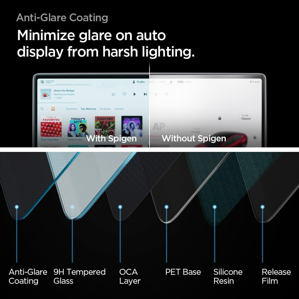 Tempered Glass Screen Protector [Glastr EZ FIT] Designed for Tesla Model 3 (2024) 15.4 Inch Dashboard Touchscreen - Matte/Anti Glare/Anti Finger Print