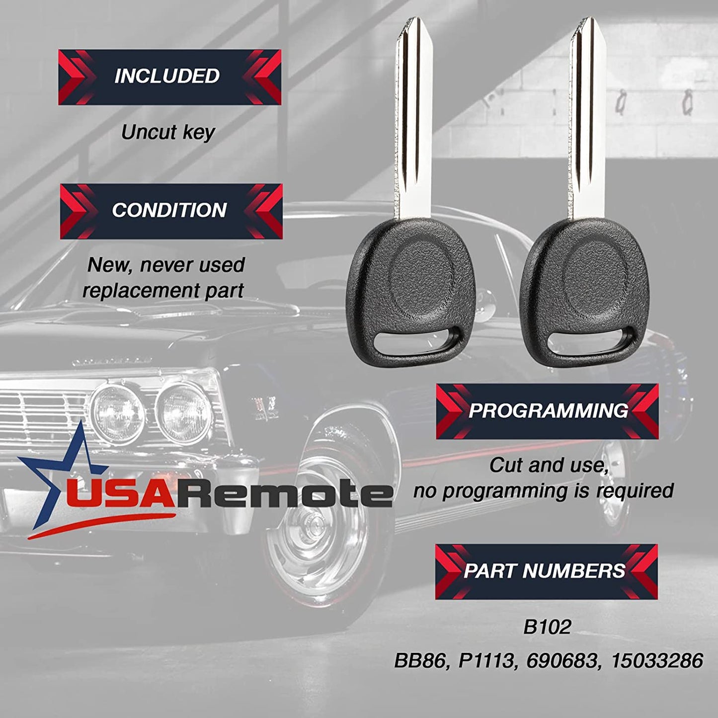 Key Fob Keyless Entry Remote with Ignition Key Fits 2003-2006 Chevy Avalanche Equinox Silverado SSR Suburban Tahoe / GMC Sierra Yukon / Hummer H2 / Pontiac Torrent / Saturn Vue (LHJ011), Set of 2