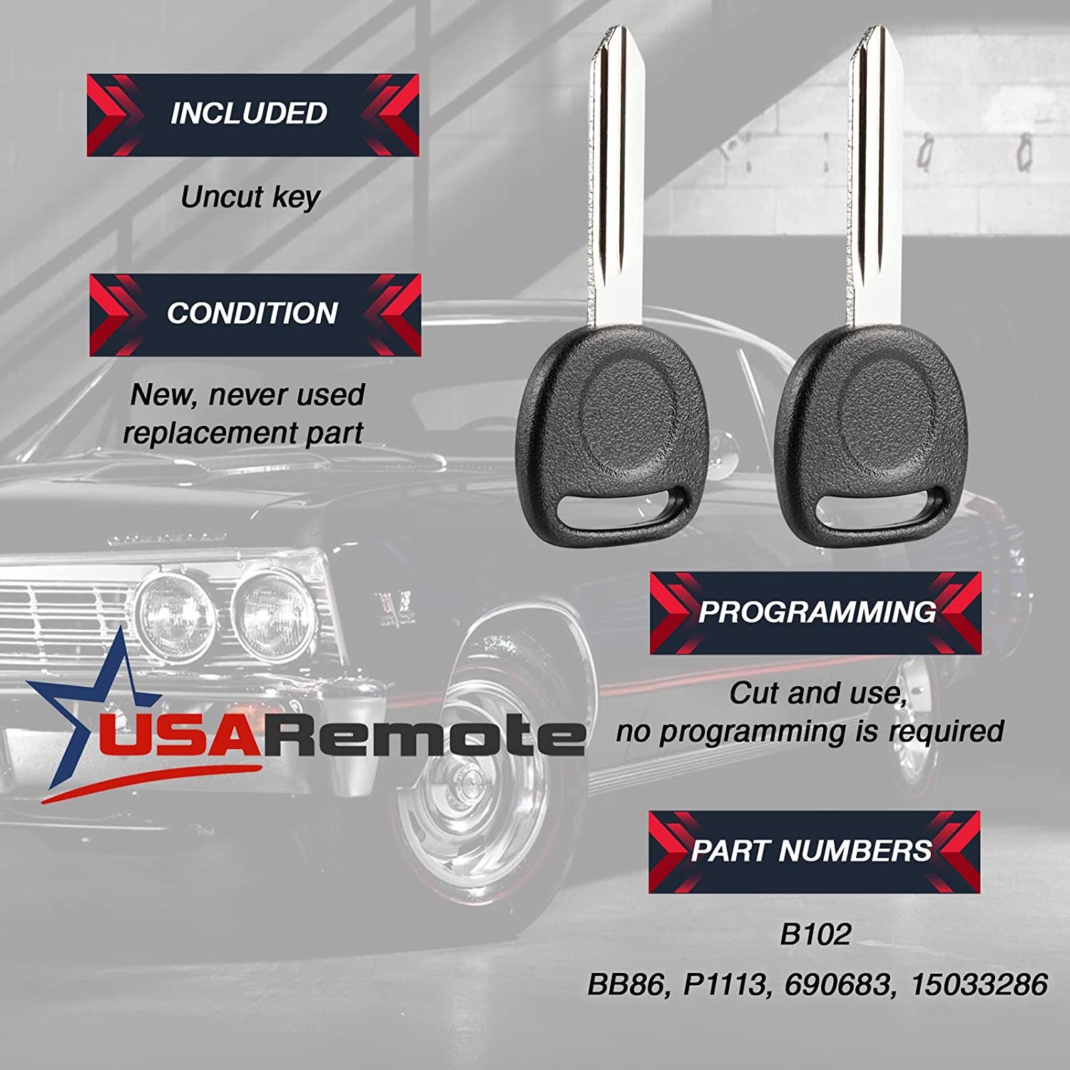 Key Fob Keyless Entry Remote with Ignition Key Fits 2003-2006 Chevy Avalanche Equinox Silverado SSR Suburban Tahoe / GMC Sierra Yukon / Hummer H2 / Pontiac Torrent / Saturn Vue (LHJ011), Set of 2