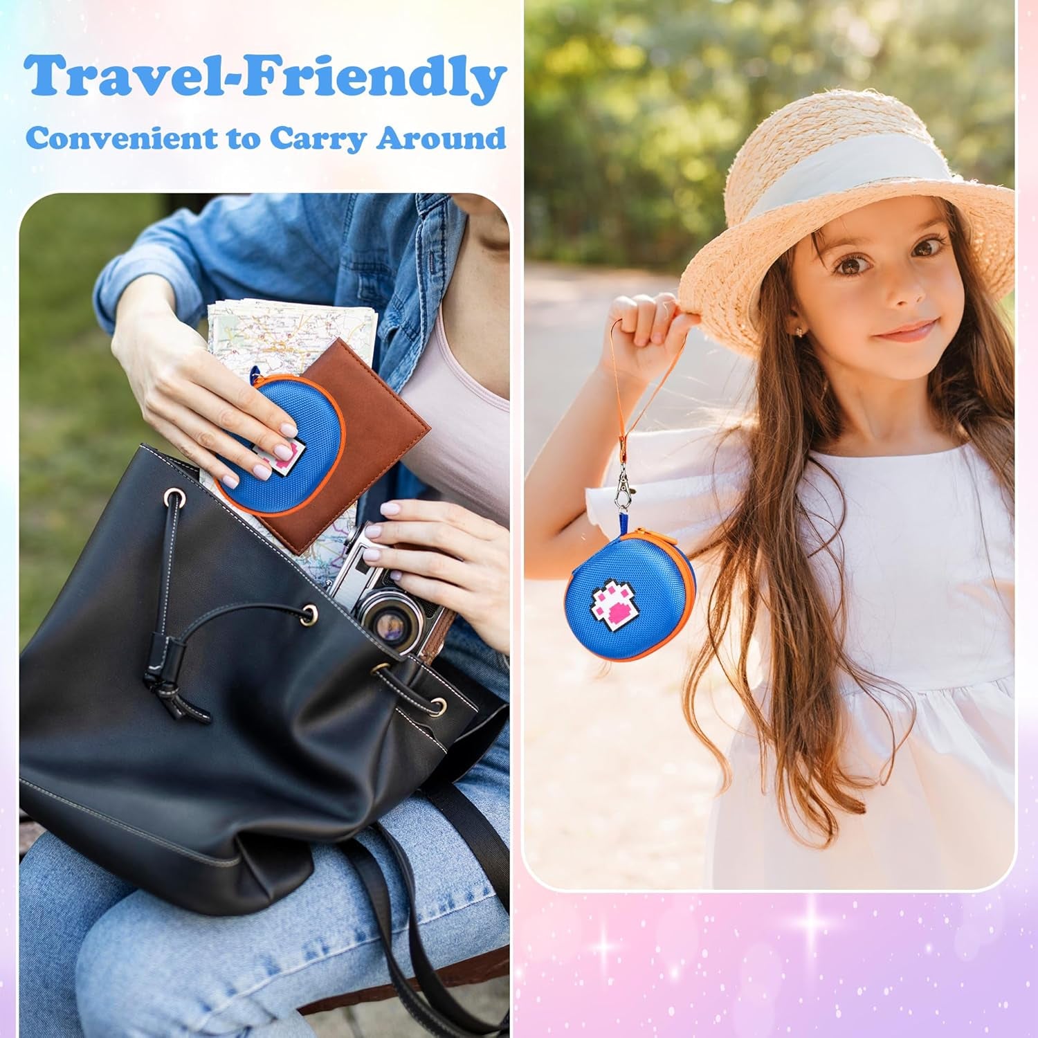 Carrying Case Compatible with Tamagotchi Uni/Tamagotchi Pix/Tamagotchi Original/Tamagotchi Nano X Virtual Pet Game Machine, Hard Case with Neck Strap, Lanyard and Screen Protector (Blue) ZOUSA