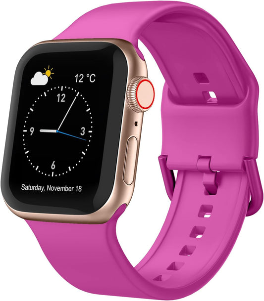 Sport Band Compatible with Apple Watch Bands 49Mm 45Mm 44Mm 42Mm 41Mm 40Mm 38Mm, Soft Silicone Wristband Replacement Strap with Classic Clasp for Iwatch Series 9 Ultra SE 8 7 6 5 4 3 2 1 for Women Men