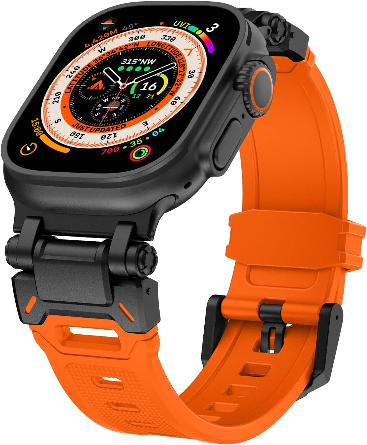 Band for Apple Watch Ultra/Ultra 2 Band 49Mm, Men Silicone Rubber Strap for Iwatch Series 10 46Mm, 9/8/7 45Mm, 6/5/4/SE 44Mm, 3/2/1 42Mm Rugged TPU Wristband