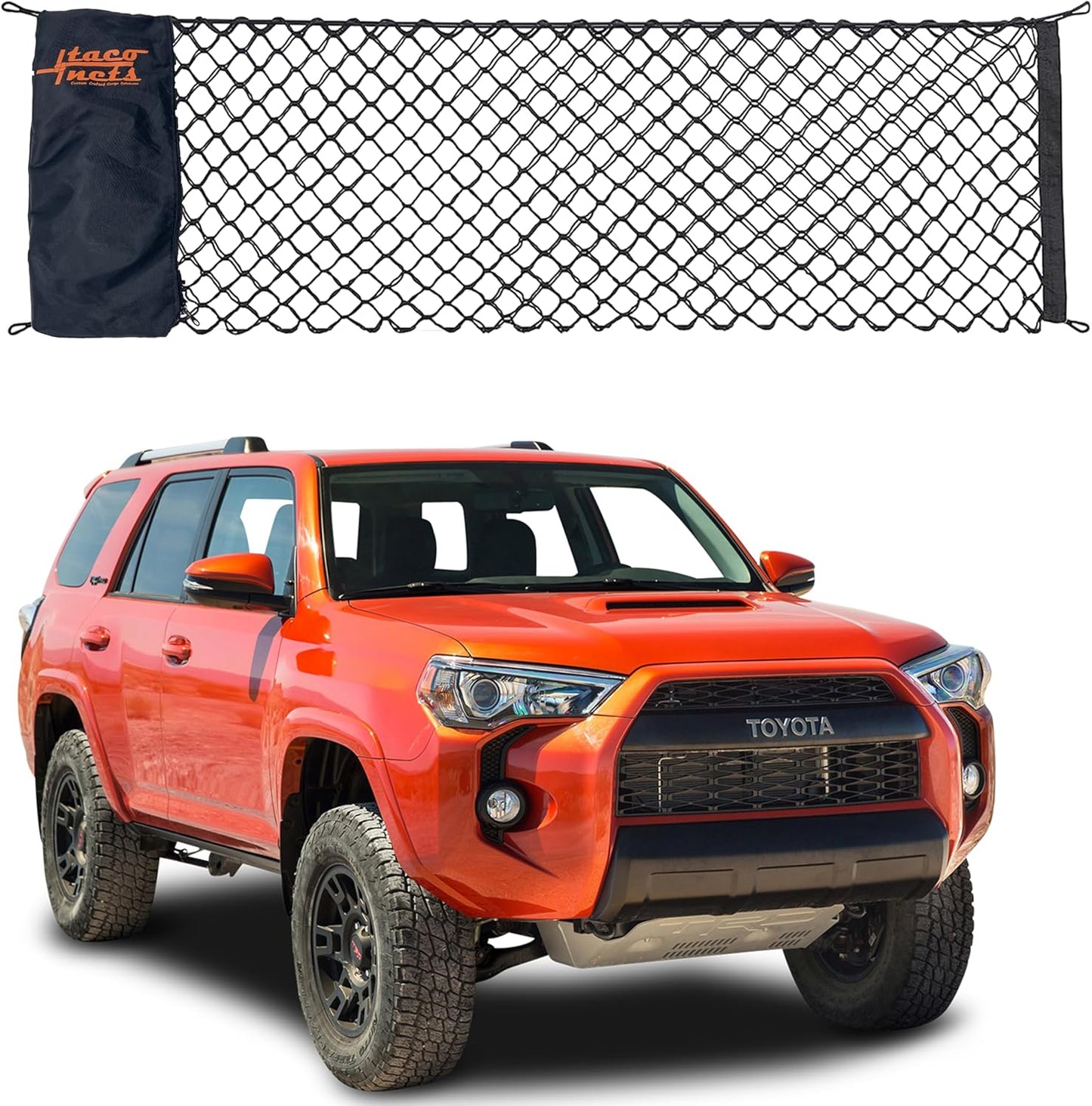 GMC Sierra & Chevy Silverado Envelope Style Truck Bed Cargo Net - Fits 2013-2024 - Upgraded 5Mm Bungee - Free Storage Bag - Heavy Duty Carabiners - Designed in USA - 18" X 50"