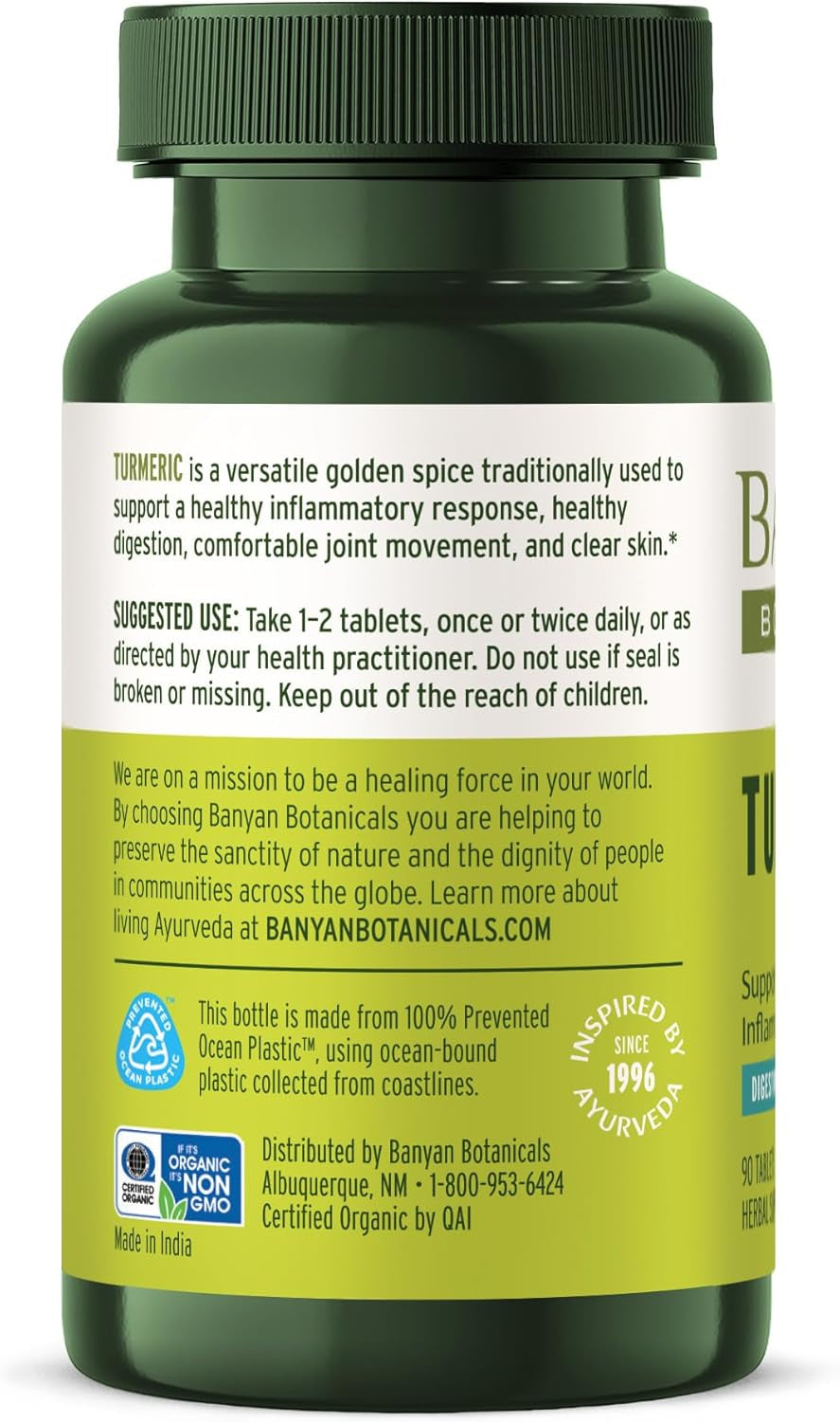 Turmeric Tablets – Organic Turmeric Supplement (Curcuma Longa) – for Supporting Healthy Skin, Comfortable Joints & Overall Health* – 90 Tablets – Non-Gmo Sustainably Sourced Vegan TLBH