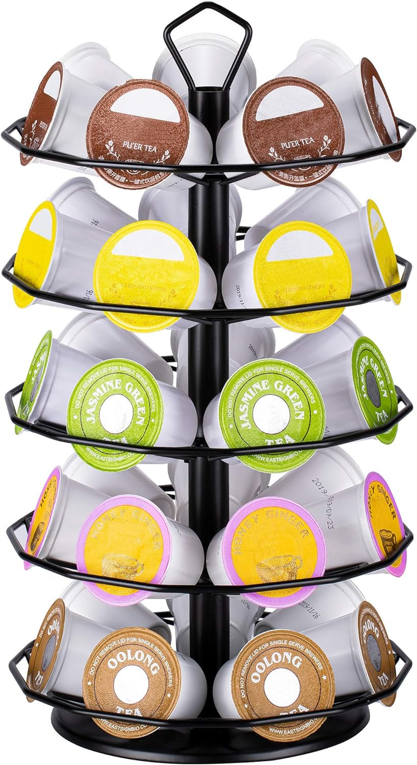K Cup Holder Carousel 3 Tier for Keurig Pod Holder Metal DIY Install Small for K-Cup Storage Stand 21 K Pod Storage
