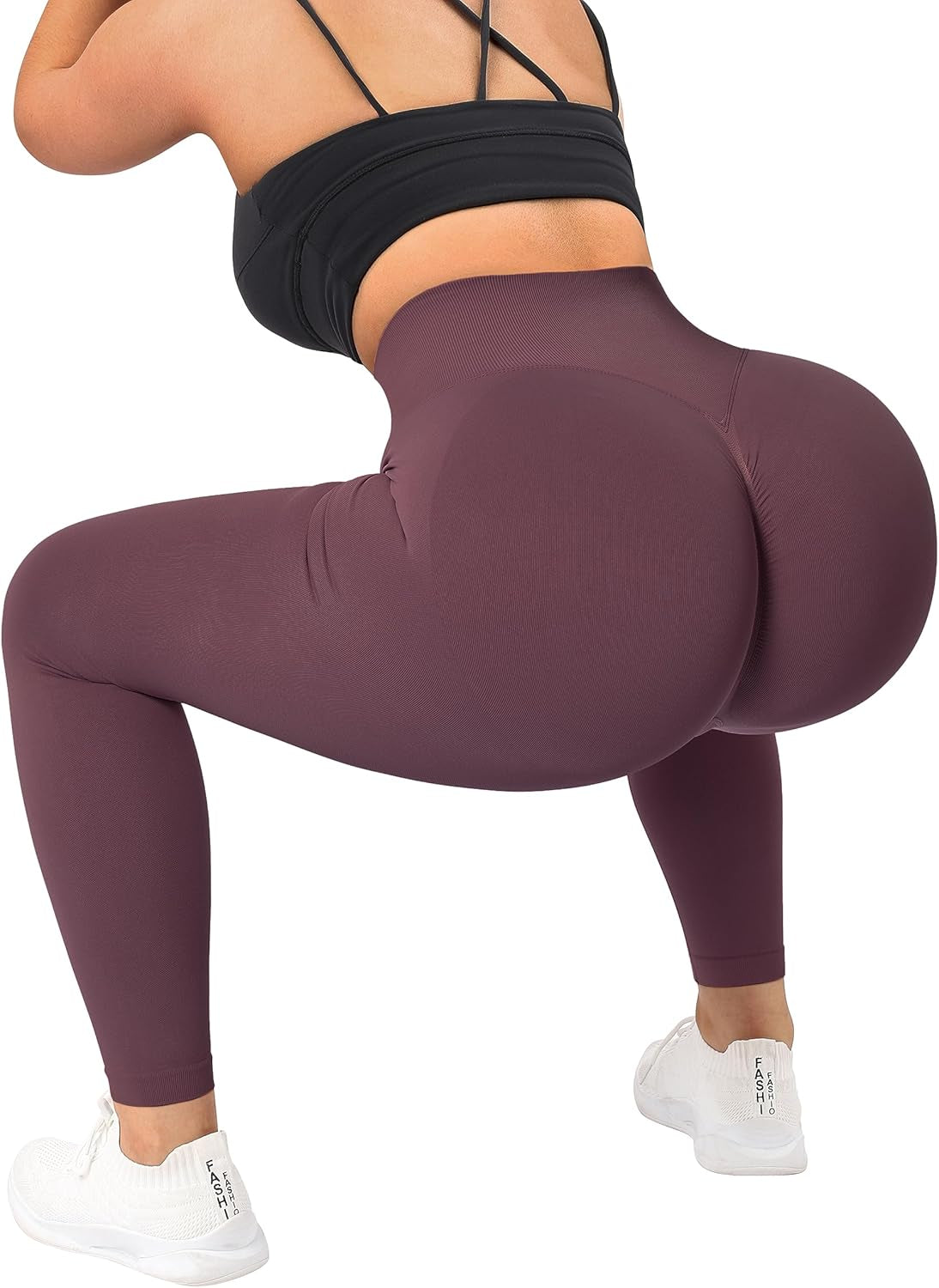 Womens Seamless Butt Lift Leggings High Waisted Yoga Pants Ribbed Workout Slimming Tights