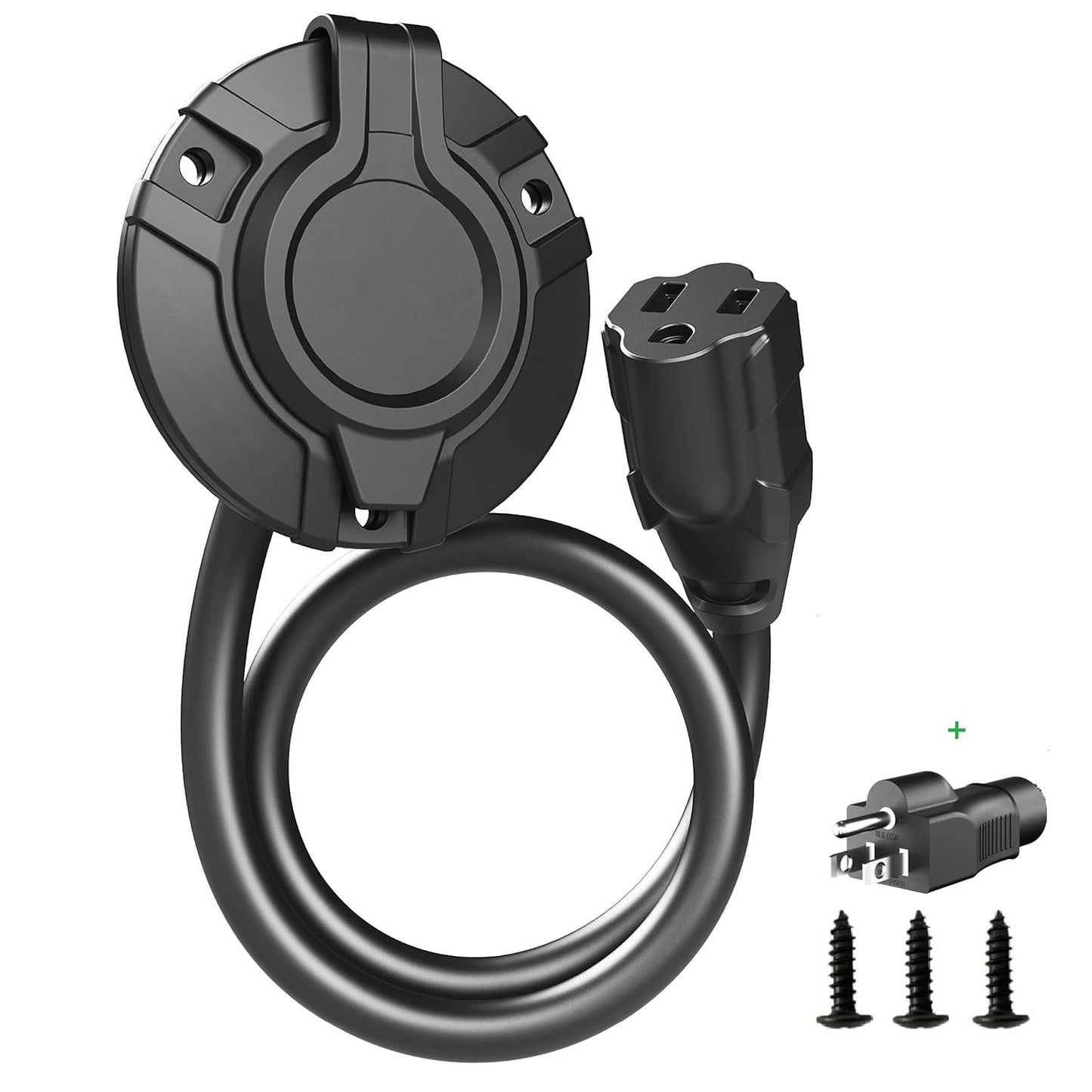 15 Amp Ac-Port-Plug Rv-Outlet Extension-Integrated- Receptacle Electrical-Outlet： Waterproof NEMA 5-15 Flanged Inlet Plug Electrical Outlet Receptacle Box for Rv,Boat,Pickup,Jeep,Truck
