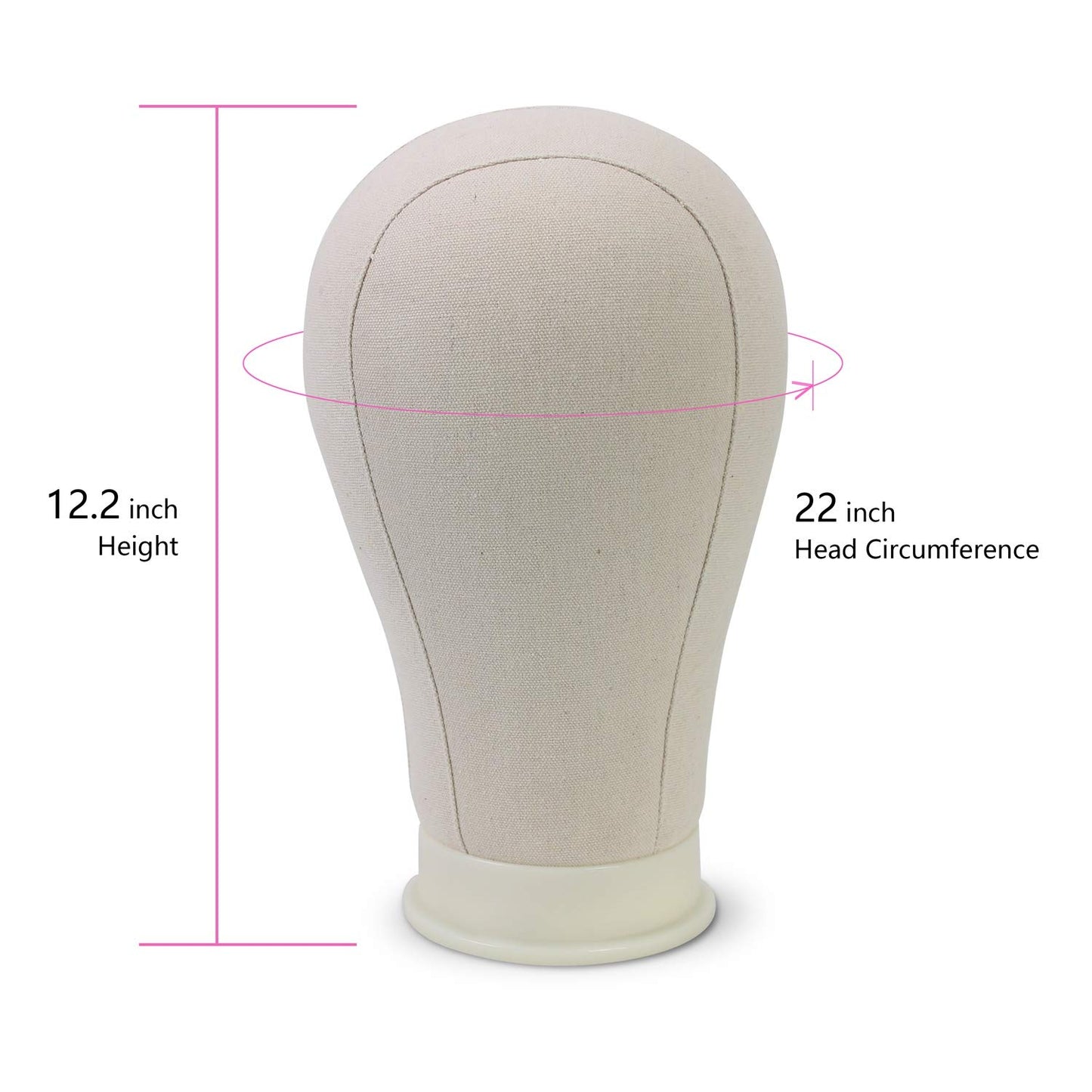 21-24 Inch Canvas Block Head Set for Wig Display Making Hair Weave and Styling Mannequin Head with Mount Hole C Stand, Styling Hair Clips, T Needle, C Needles, Thread, Lace Wig Caps (22 Inch)