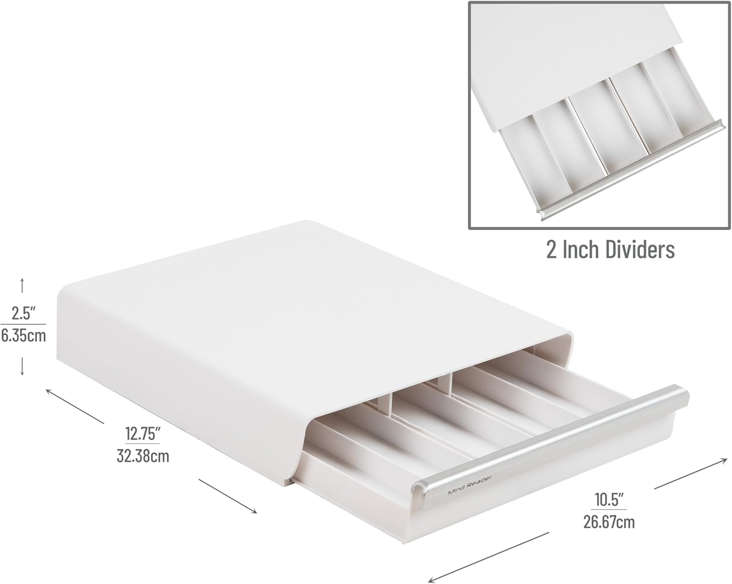 Single Serve Coffee Pod Drawer, 30 Pod Capacity, Countertop Organizer, 10.5"L X 12.75"W X 2.5"H, White