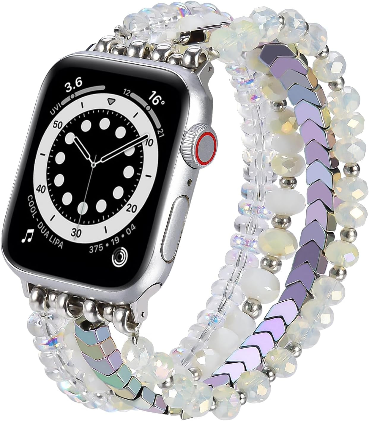 Beaded Bracelet Compatible with Apple Watch Band 38Mm/40Mm/41Mm/42Mm（Series 10） 9/8/7/SE/6/5/4/3/2/1 Women Fashion Handmade Elastic Stretch Strap for Iwatch Bands Replacement
