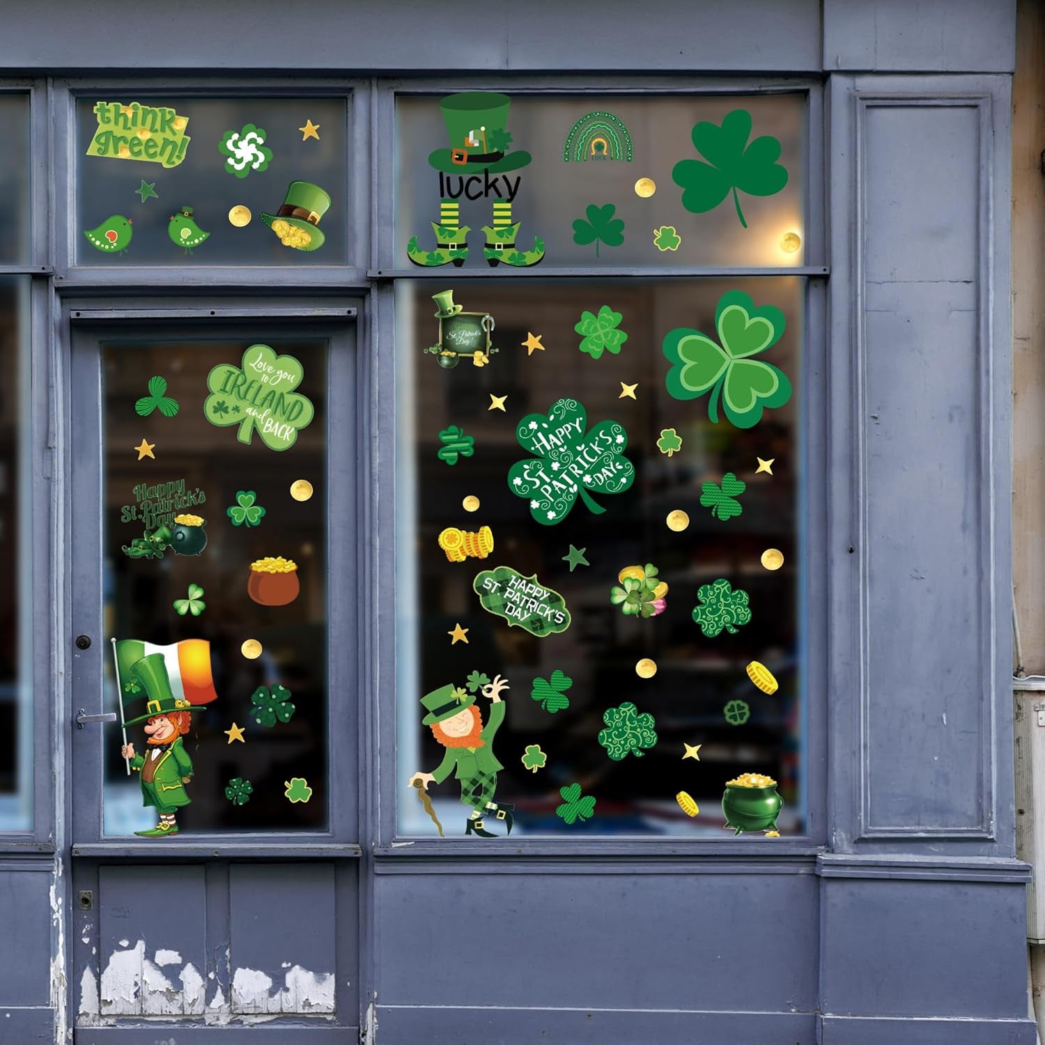 St Patricks Day Decorations Window Clings 10 Sheet for Glass Windows Shamrock Window Clings Stickers
