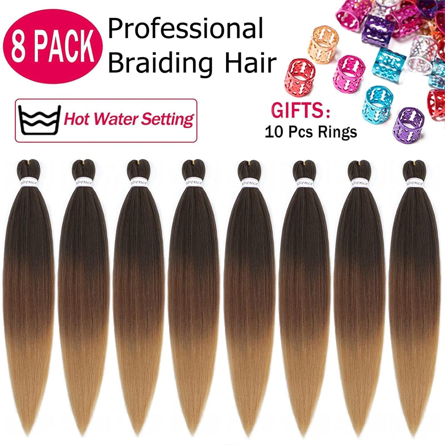 Pre Stretched Braiding Hair Long Braid 30 Inch 8 Packs Professional Braiding Hair Extensions Synthetic Crochet Twist Braids (30 Inch, 1B/30/27)
