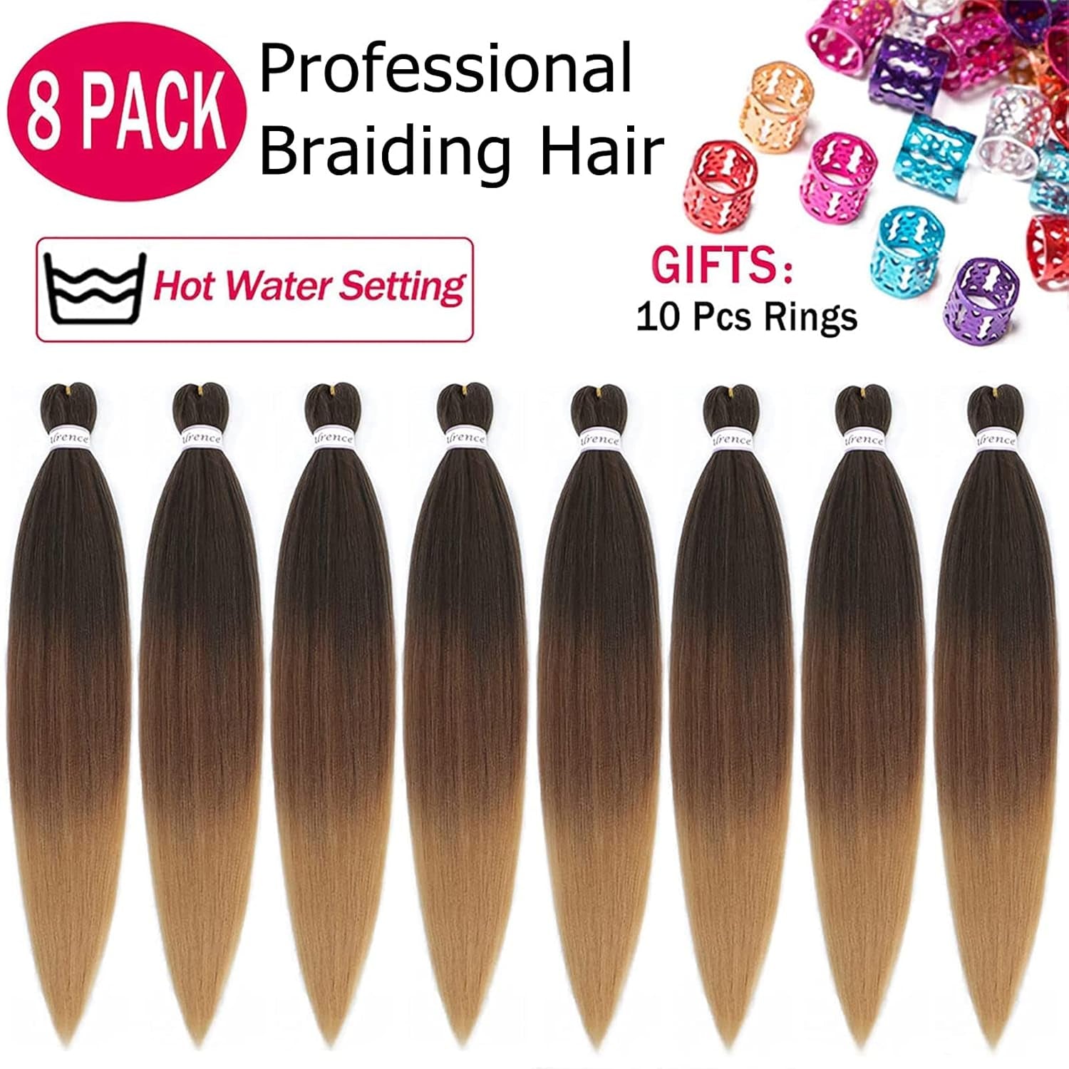 Pre Stretched Braiding Hair Long Braid 30 Inch 8 Packs Professional Braiding Hair Extensions Synthetic Crochet Twist Braids (30 Inch, 1B/30/27)