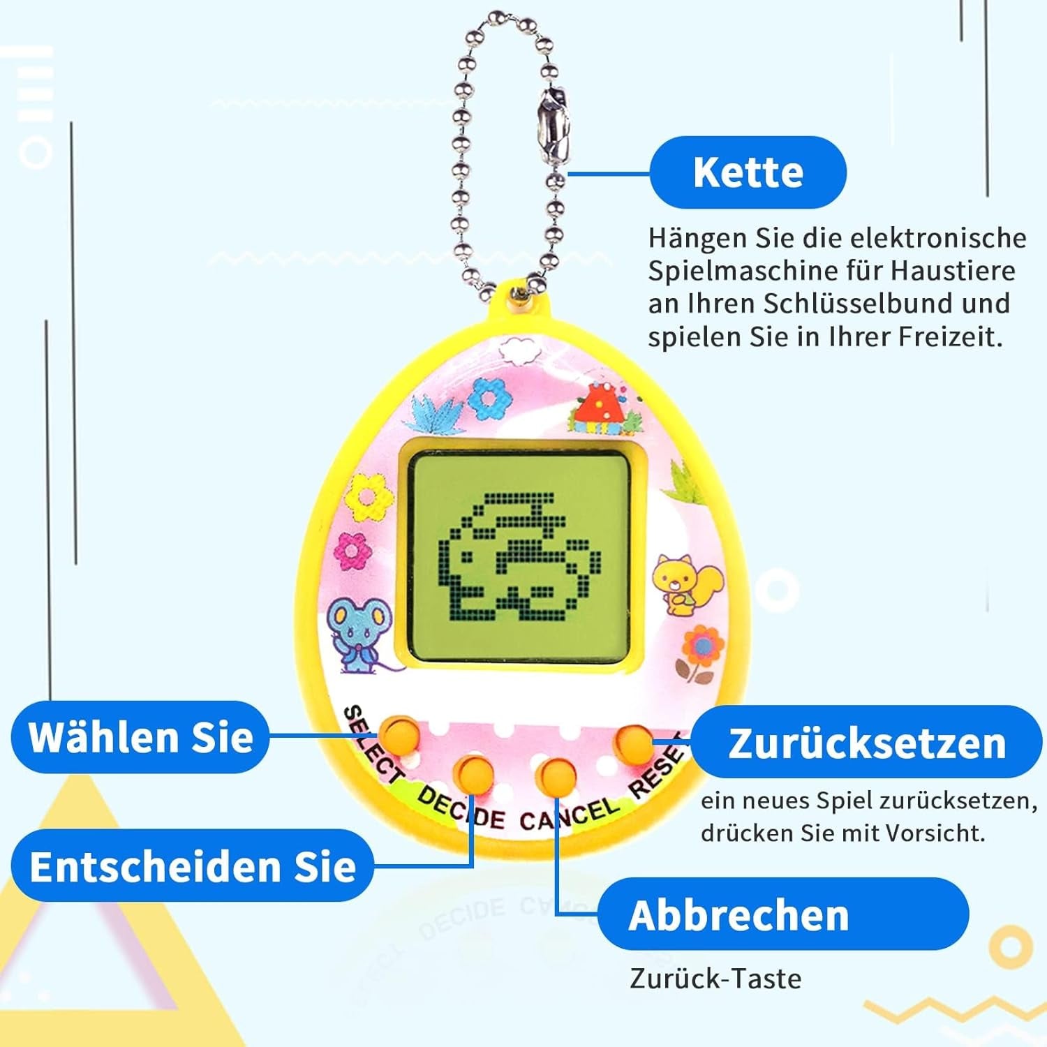 3PCS Virtual Cyber Pet Toy Digital Pets Game Console Handheld Pets Machine Mini Pocket Electronic Animals Toys with Key Chain Early Education Gift for Children Kids(Random Color) BanUK