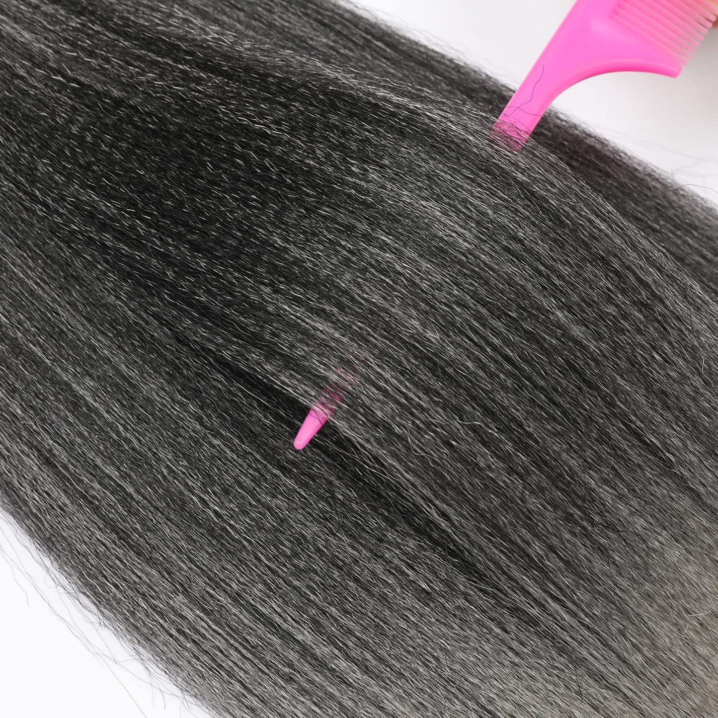 Pre Stretched Braiding Hair Grey 24 Inch 8 Packs White Braiding Hair Pre Stretched Yaki Texture, Hot Water Setting, Easy to Install Professional Synthetic Ombre Braiding Hair(24In,1B/Silver)