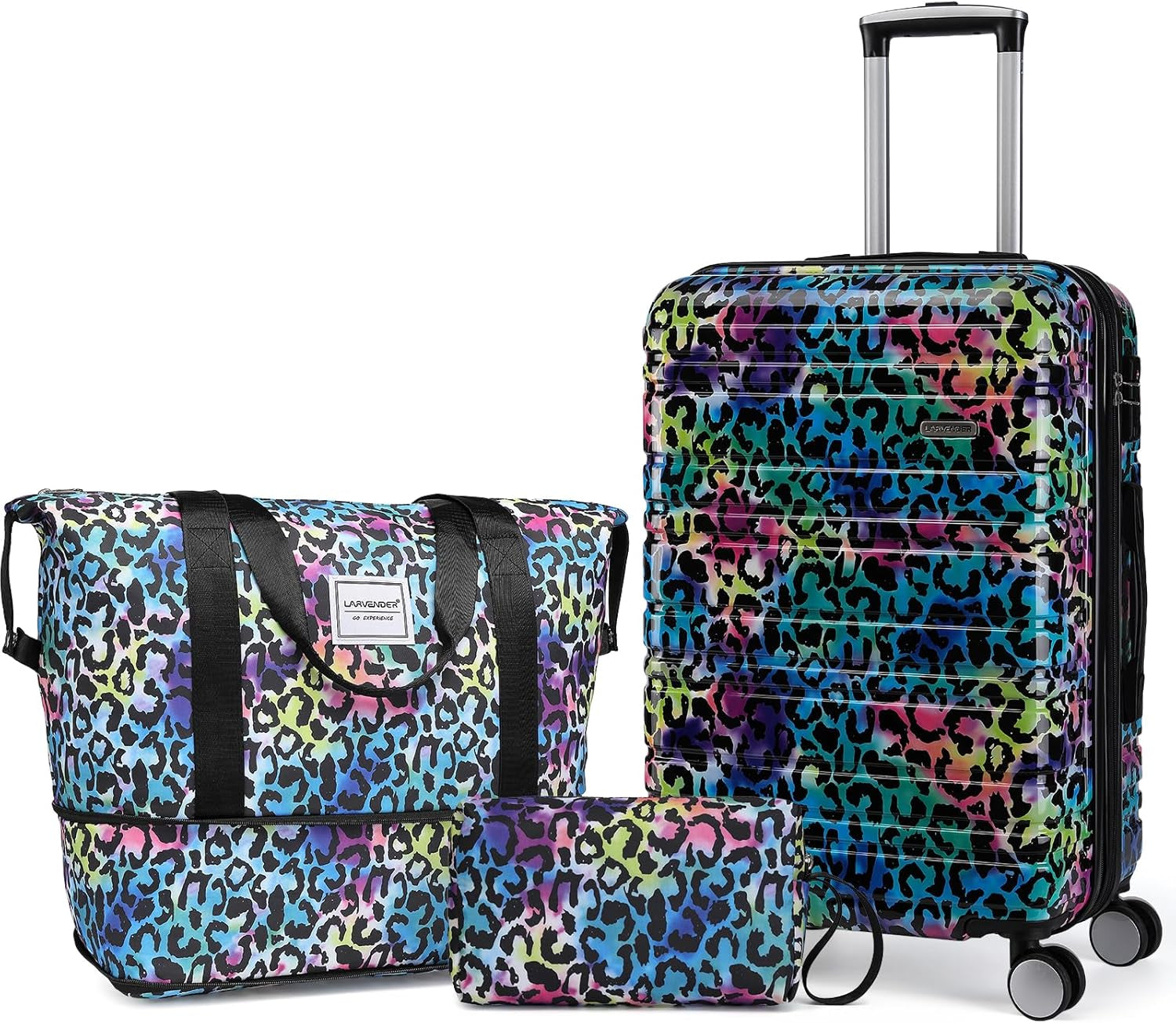 Luggage Sets 3 Piece, Hardside 20 in Carry on Luggage Airline Approved PC+ABS Suitcase Set with Spinner Wheels TSA Lock, Lightweight Rolling Suitcase for Men and Women, Leopard
