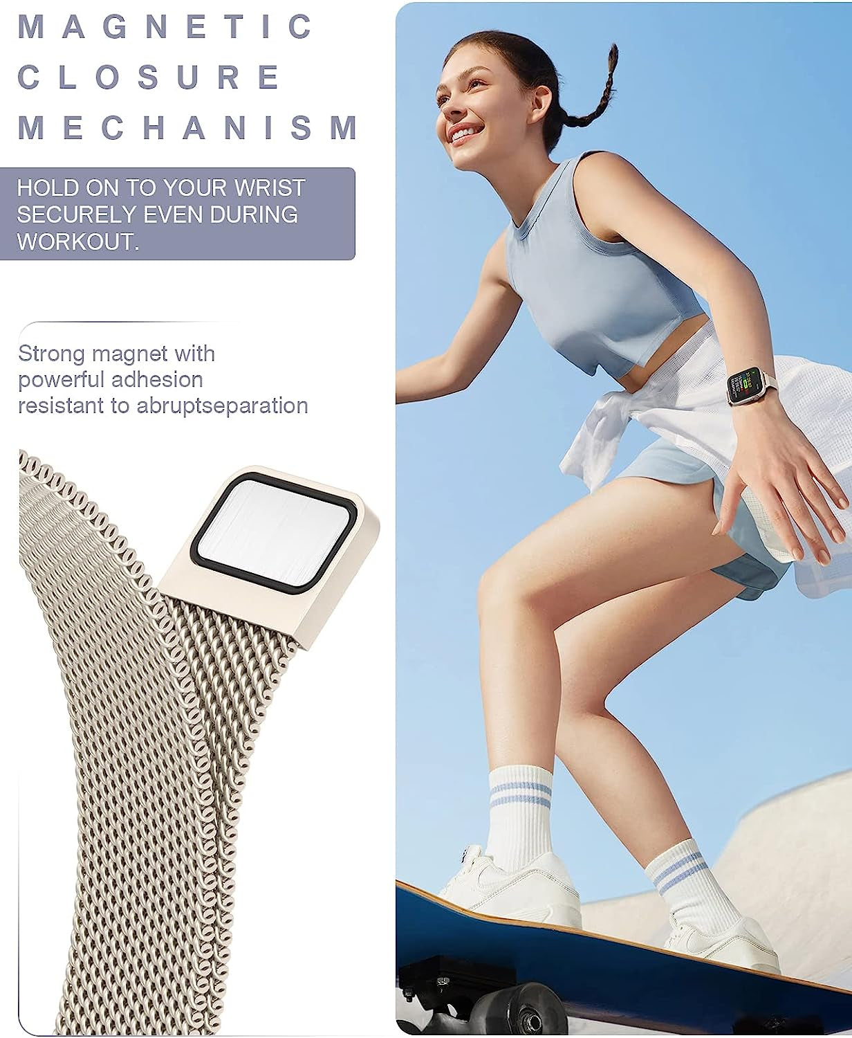 Slim Watch Band Compatible with Apple Watch Band 38Mm 40Mm 41Mm 42Mm 44Mm 45Mm 49Mm Women & Men, Stainless Steel Mesh Loop for Iwatch Bands Ultra, SE, Series 9 8 7 6 5 4 3 2 1