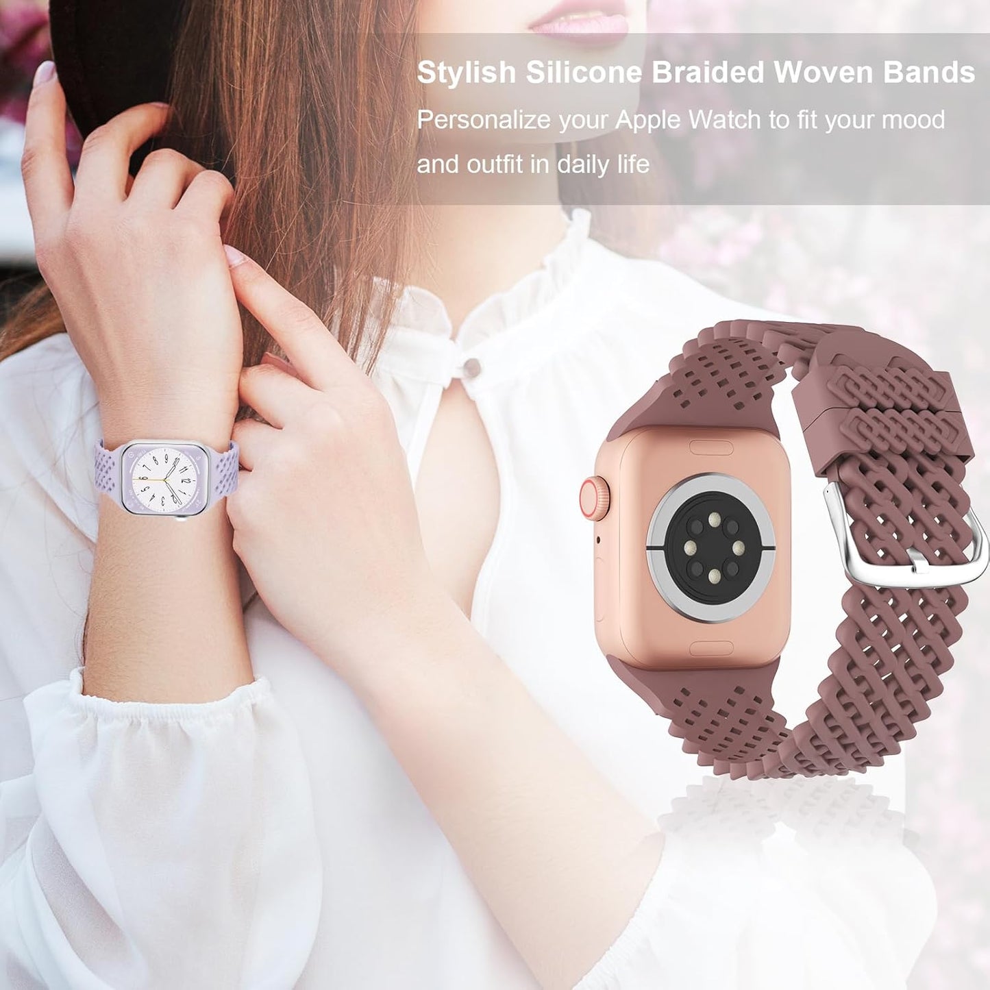 Sport Bands Compatible with Apple Watch Band 38Mm 40Mm 41Mm 42Mm 44Mm 45Mm 49Mm Women, Soft Silicone Strap with Classic Clasp Replacement Wristband for Iwatch Series Ultra 8 7 SE 6 5 4 3 2 1