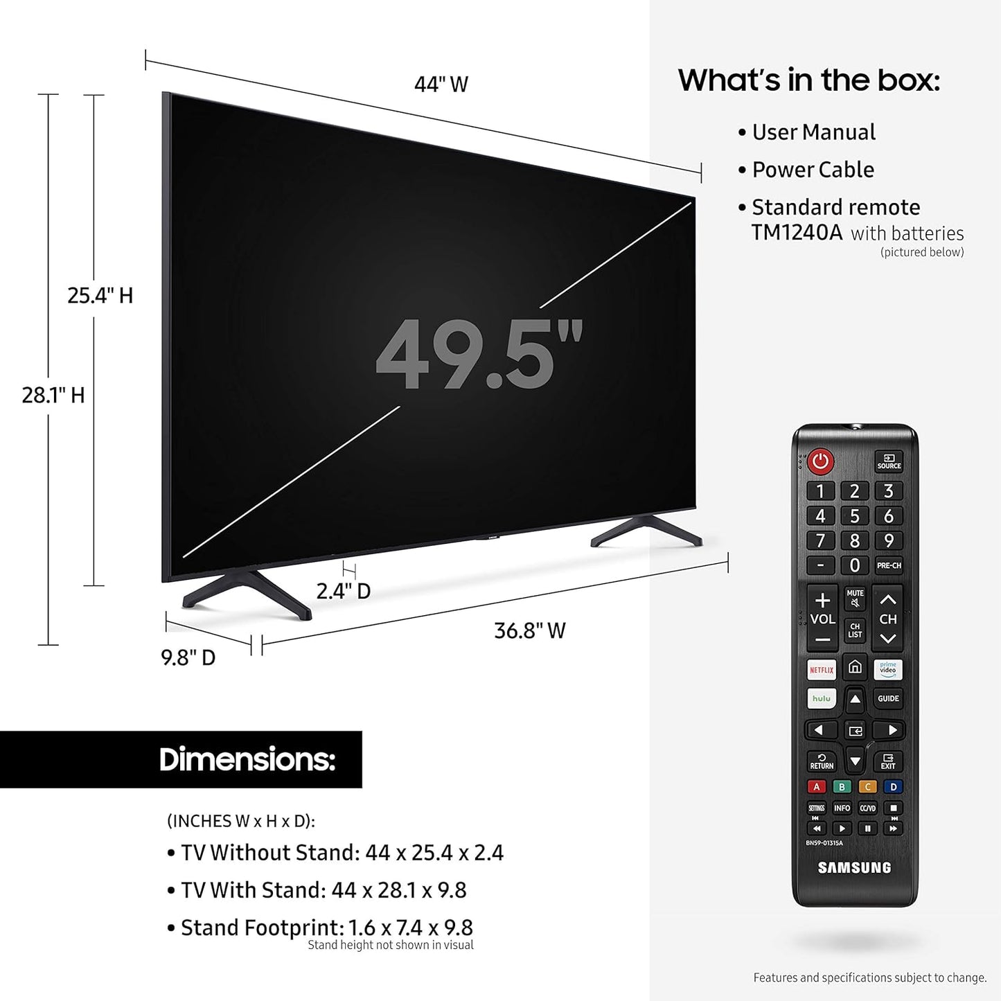 50-Inch TU-7000 Series Class Smart TV | Crystal UHD - 4K HDR | UN50TU7000FXZA, 2020 Model