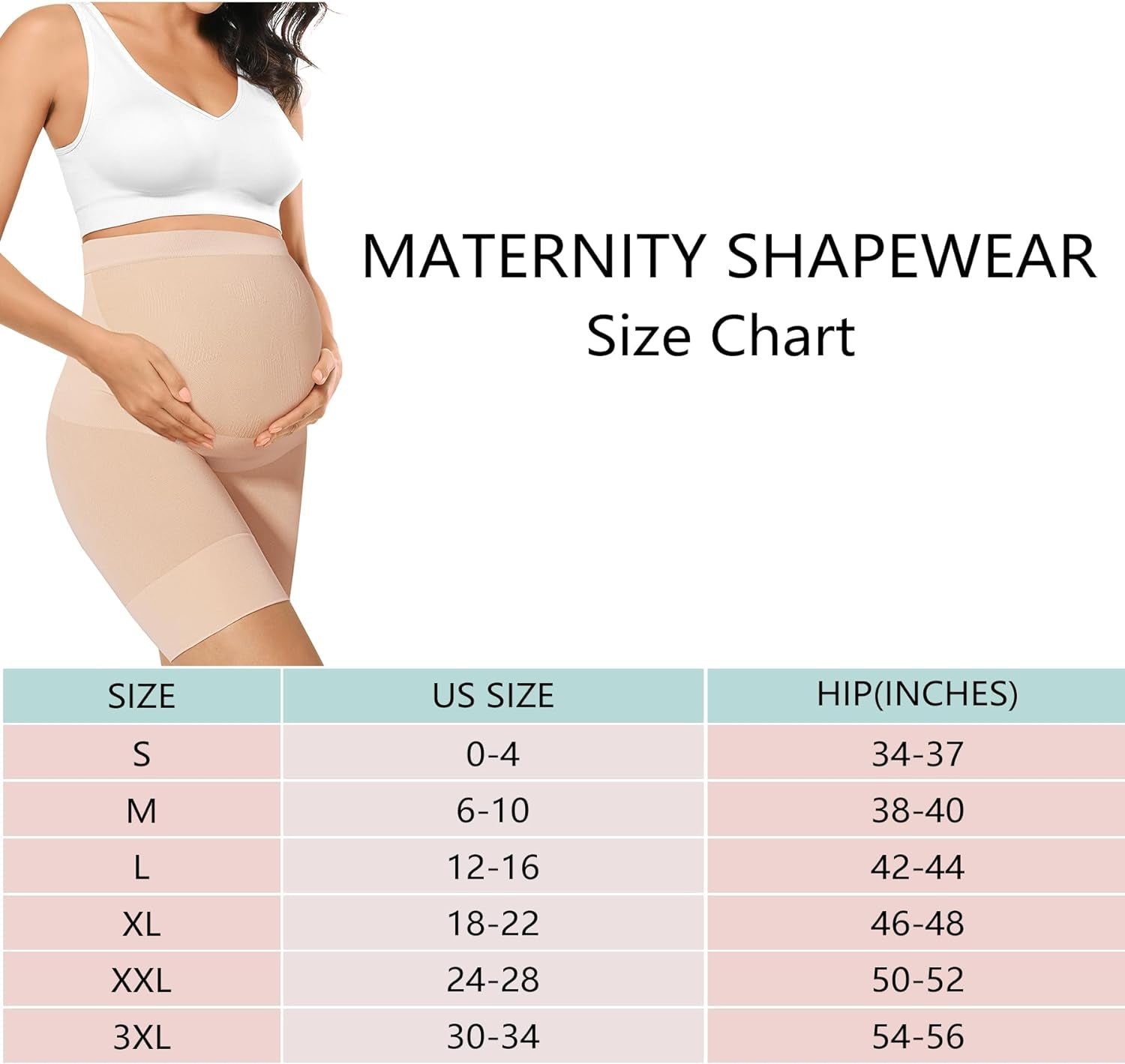 “Baby Bump” Premium Maternity Shapewear, High Waisted Mid-Thigh Pregnancy Underwear Prevent Chaffing Soft Adominal Support