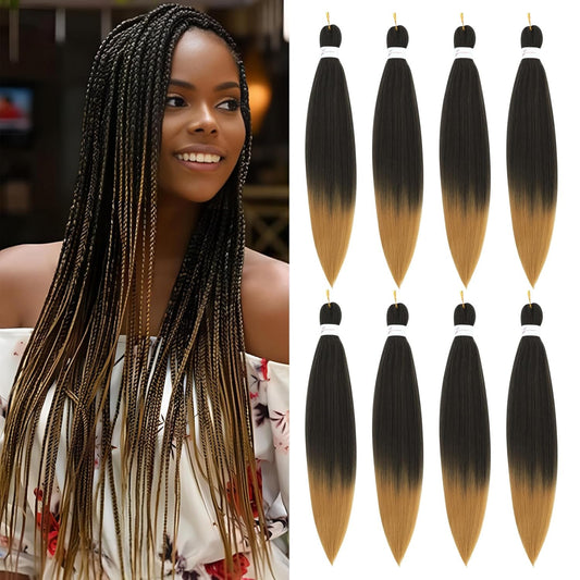 Braiding Hair Pre Stretched - 26 Inch Pre Stretched Braiding Hair 1B/27 Braiding Hair 8 Packs Ombre Braiding Hair for Black Women (26 Inch(8Packs), 1B/27)