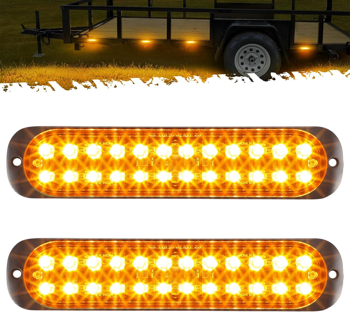2Pcs 7.5 Inch Aluminum Housing Red 24Leds Trailer Stop Brake Turn Signal Tail Light, Surface Mount Marker Lights of Trailer Truck Tractor RV Pickup Golf Cart Motorcycle, IP67 Waterproof TRUCK DRIVER