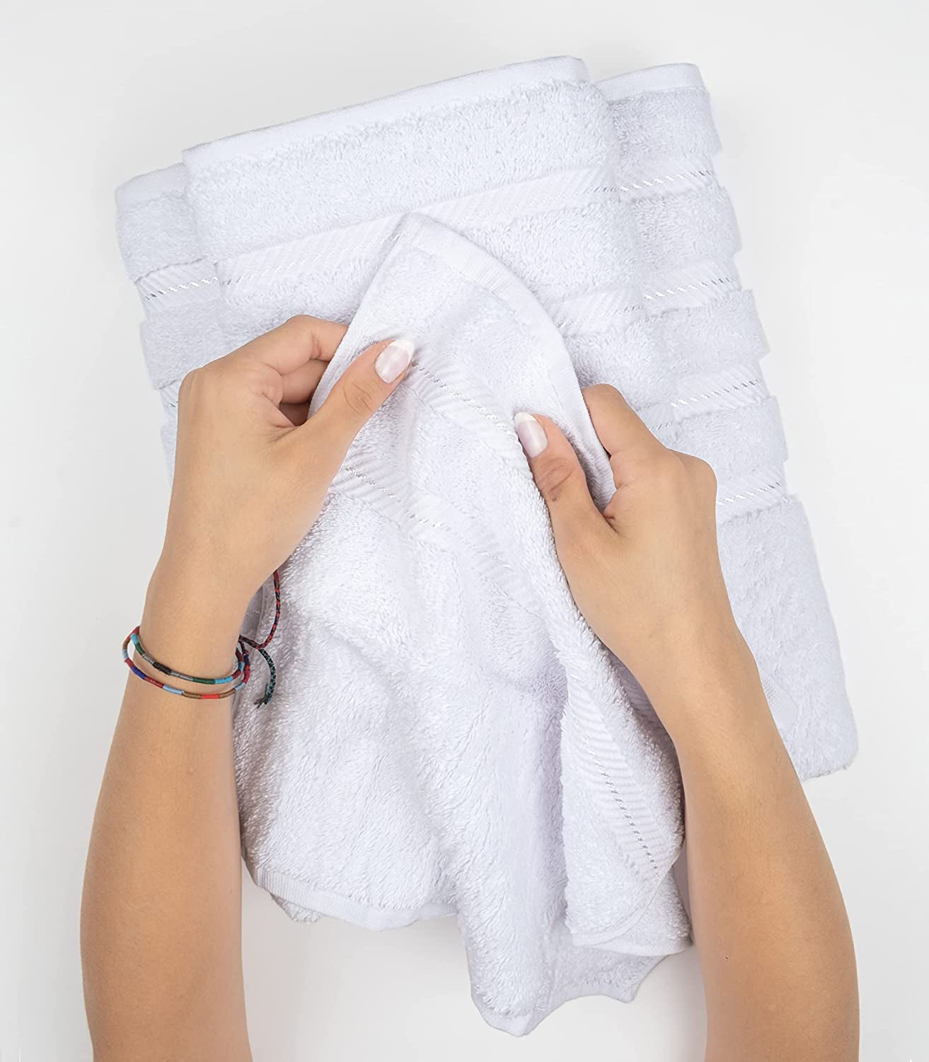 Luxury 6 Piece Towel Set, 2 Bath Towels 2 Hand Towels 2 Washcloths, 100% Cotton Turkish Towels for Bathroom, White Towel Sets