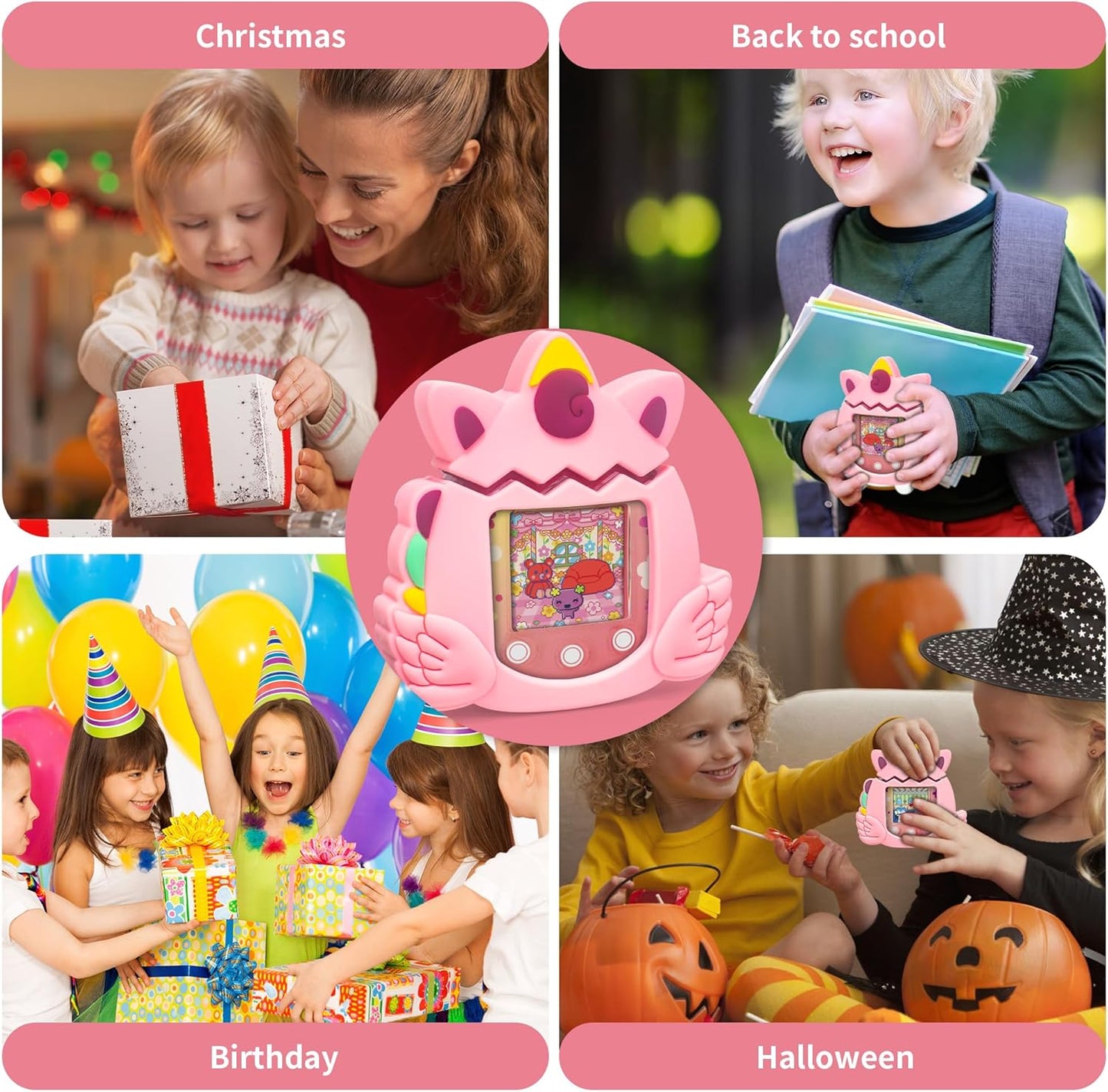 Silicone Case Compatible with Tamagotchi Pix Virtual Pet Game Machine, Cute Unicorn Pattern Protective Sleeve for Pix with Finger Lanyard ZOUSA