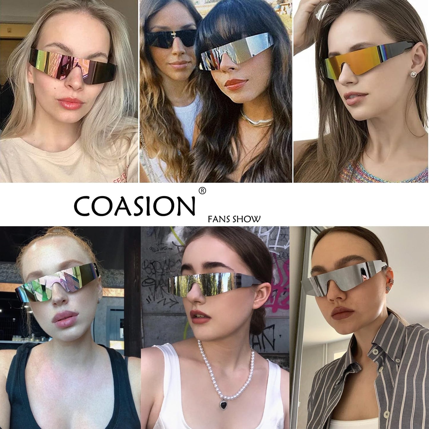 Wrap around Sunglasses for Women Men Trendy Rimless Futuristic Shades Y2K Shield Flat Top Fashion Eyeglasses