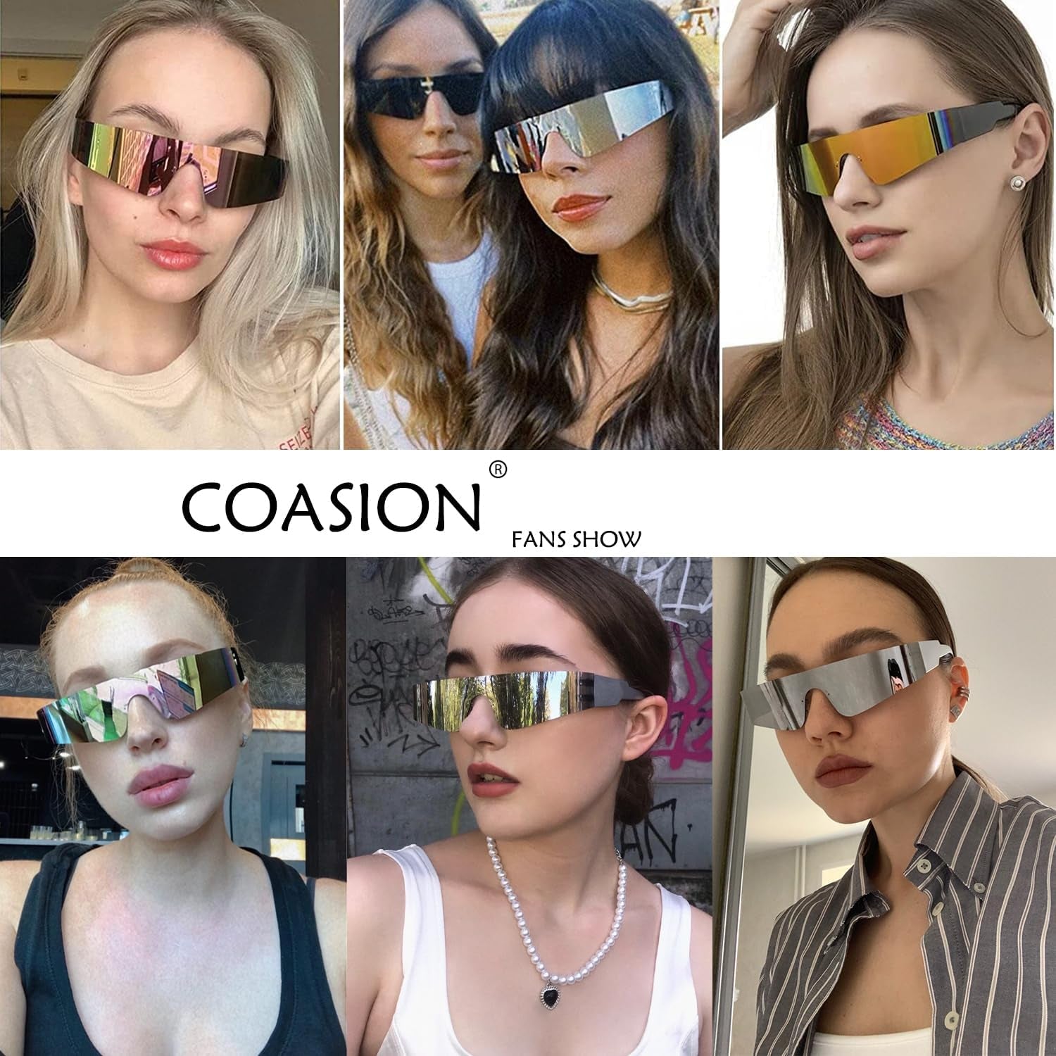 Wrap around Sunglasses for Women Men Trendy Rimless Futuristic Shades Y2K Shield Flat Top Fashion Eyeglasses