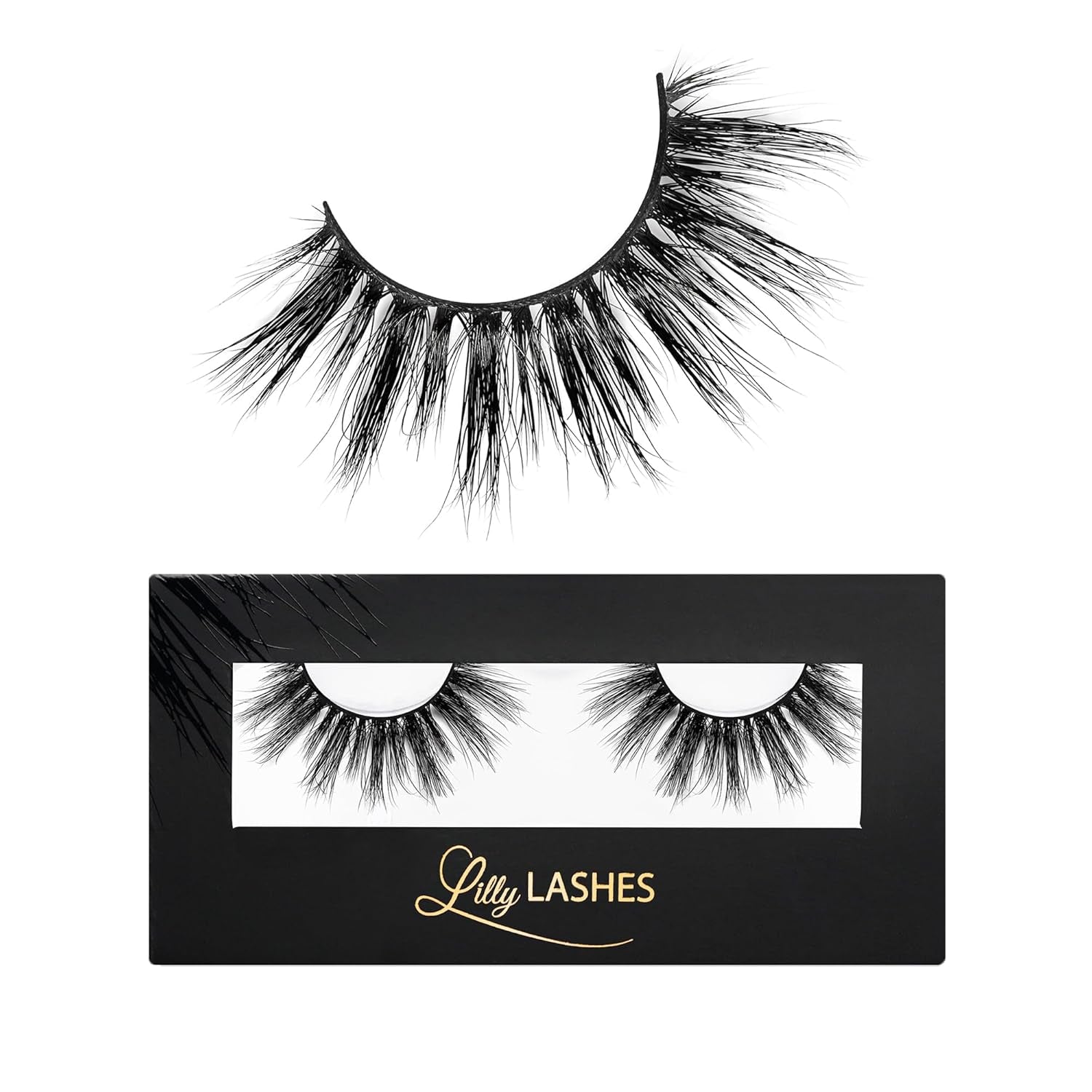Miami Flare 3D Mink Lashes, Mink Eyelashes, the Original Lilly Lash for Wispy & Natural Look, Reusable Eyelashes up to 25X, Fluffy Lashes, Strip Lashes, Lash Glue Not Included