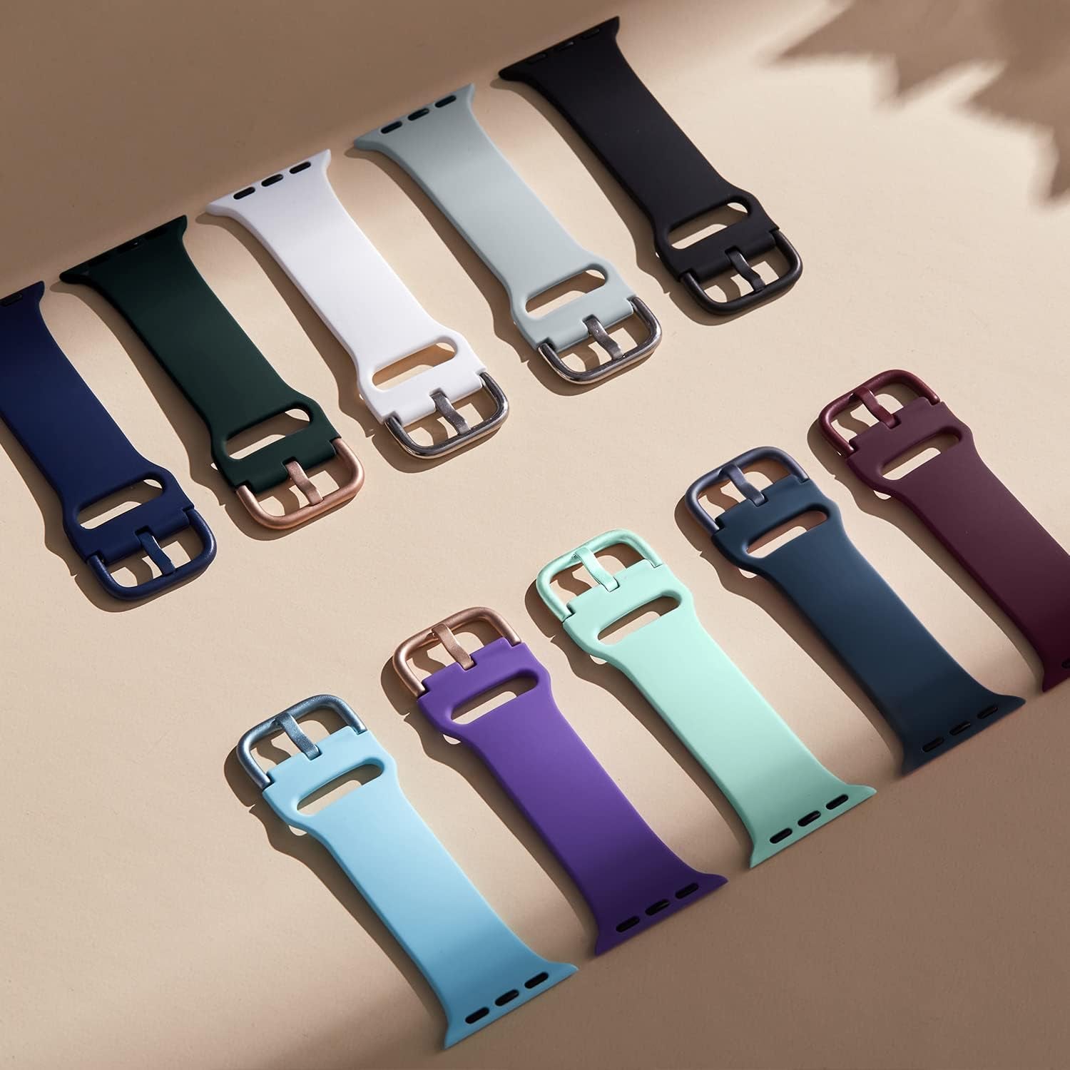 Sport Band Compatible with Apple Watch Bands 49Mm 45Mm 44Mm 42Mm 41Mm 40Mm 38Mm, Soft Silicone Wristband Replacement Strap with Classic Clasp for Iwatch Series 9 Ultra SE 8 7 6 5 4 3 2 1 for Women Men