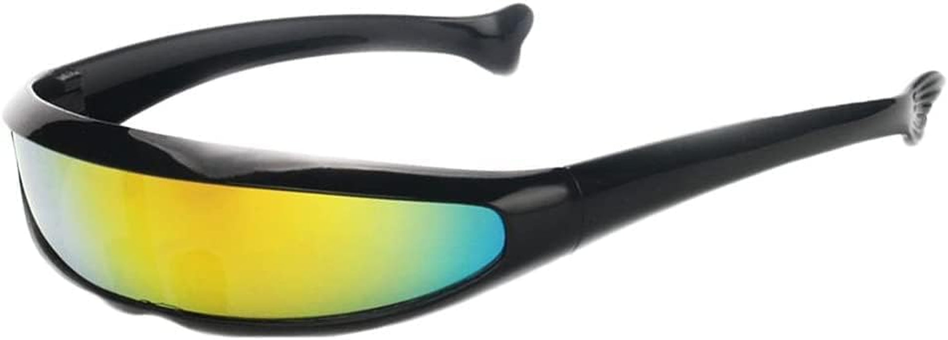 Futuristic Cyclops Cyberpunk Visor Sunglasses Mirrored Lens Narrow Sunglasses Personality Cosplay Costume Eyeglasses Photo Props Costume Eyewear Glasses Funny Party Mask Decoration（Black+Rainbow）