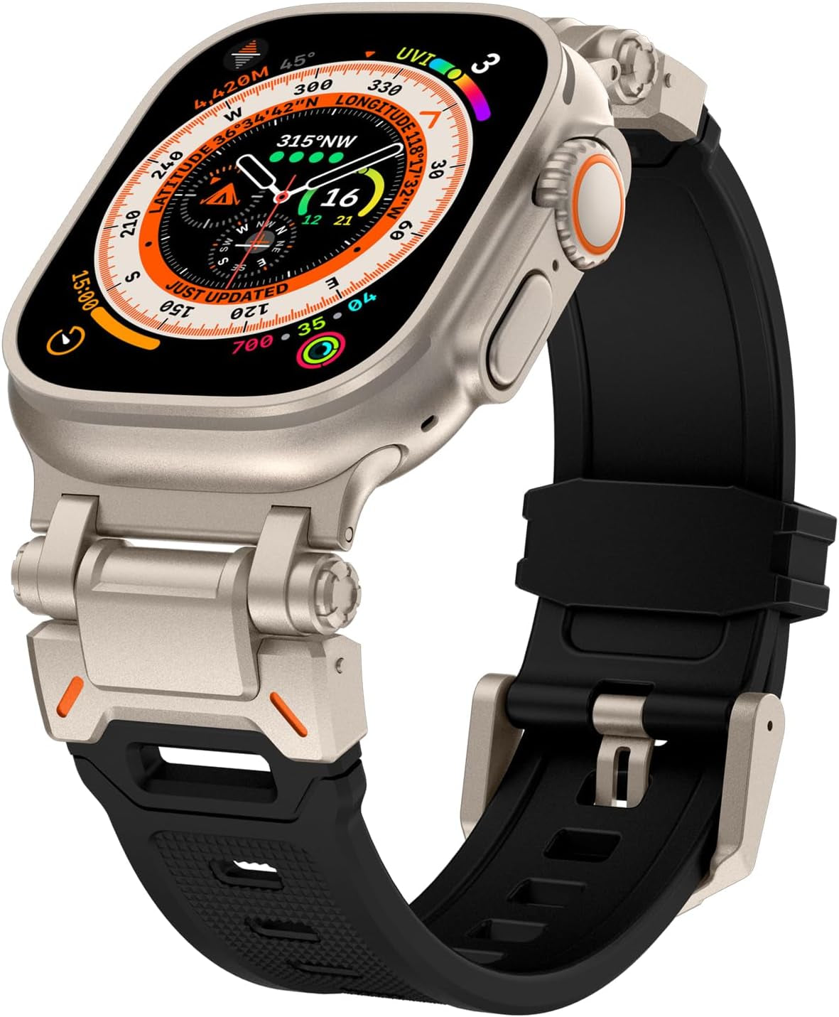 Band for Apple Watch Ultra/Ultra 2 Band 49Mm, Men Silicone Rubber Strap for Iwatch Series 10 46Mm, 9/8/7 45Mm, 6/5/4/SE 44Mm, 3/2/1 42Mm Rugged TPU Wristband